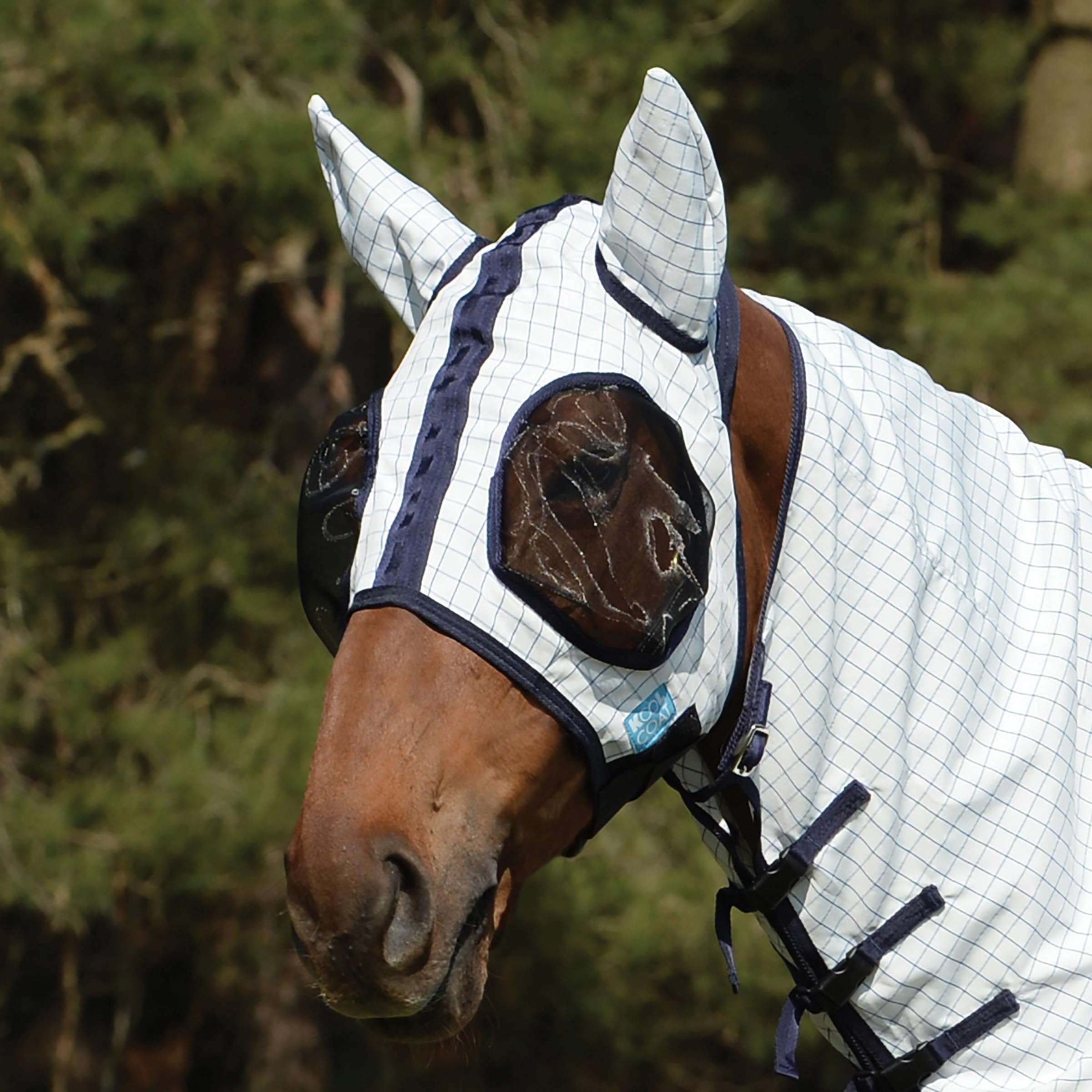 Kool Coat Classic Fly Mask White/Navy Cob