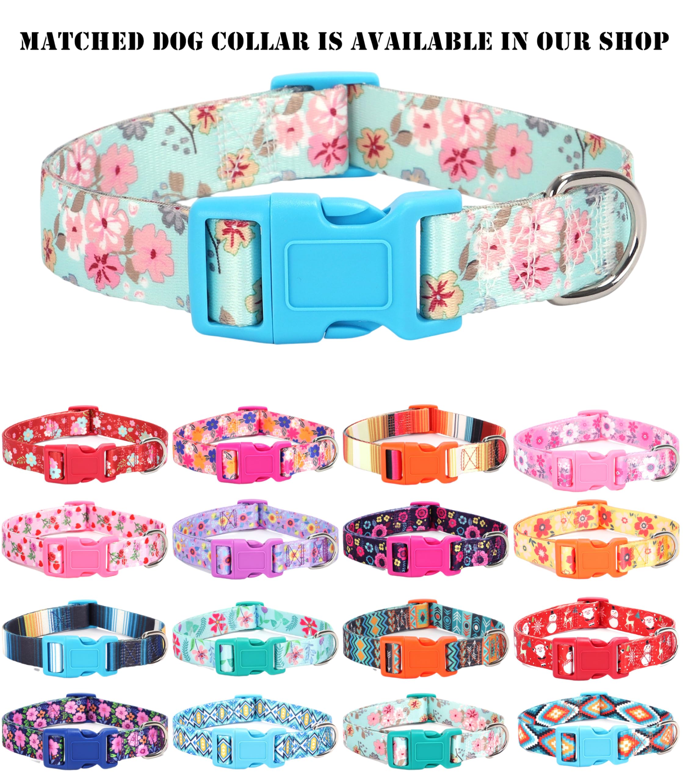 Moonpet Step In Dog Harness Leash Set- All Weather Reflective No-Pull Floral Pattern Padded Mesh Vest Harness For Cats Puppy Ext