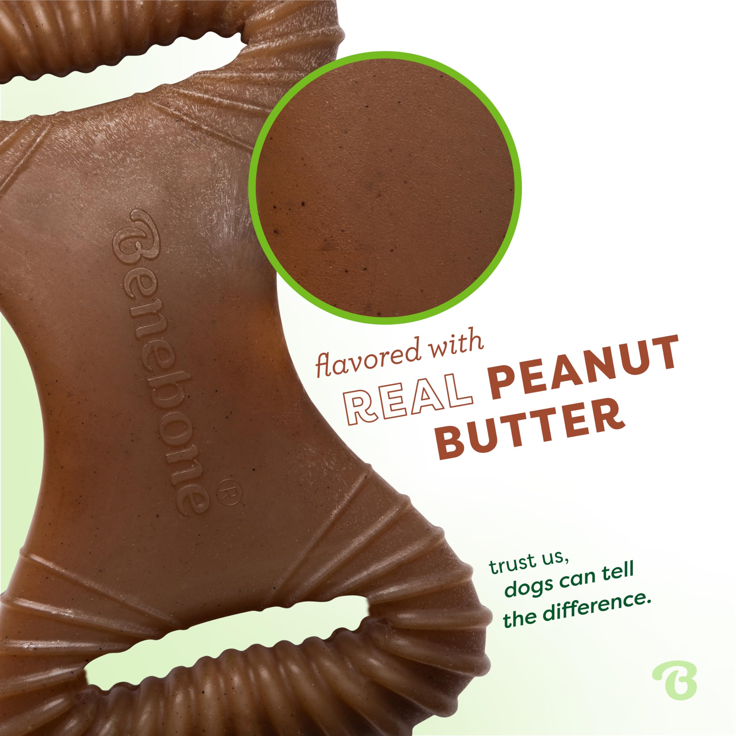 Benebone Dental Durable Dog Chew Toy For Aggressive Chewers, Real Peanut, Made In Usa, Large