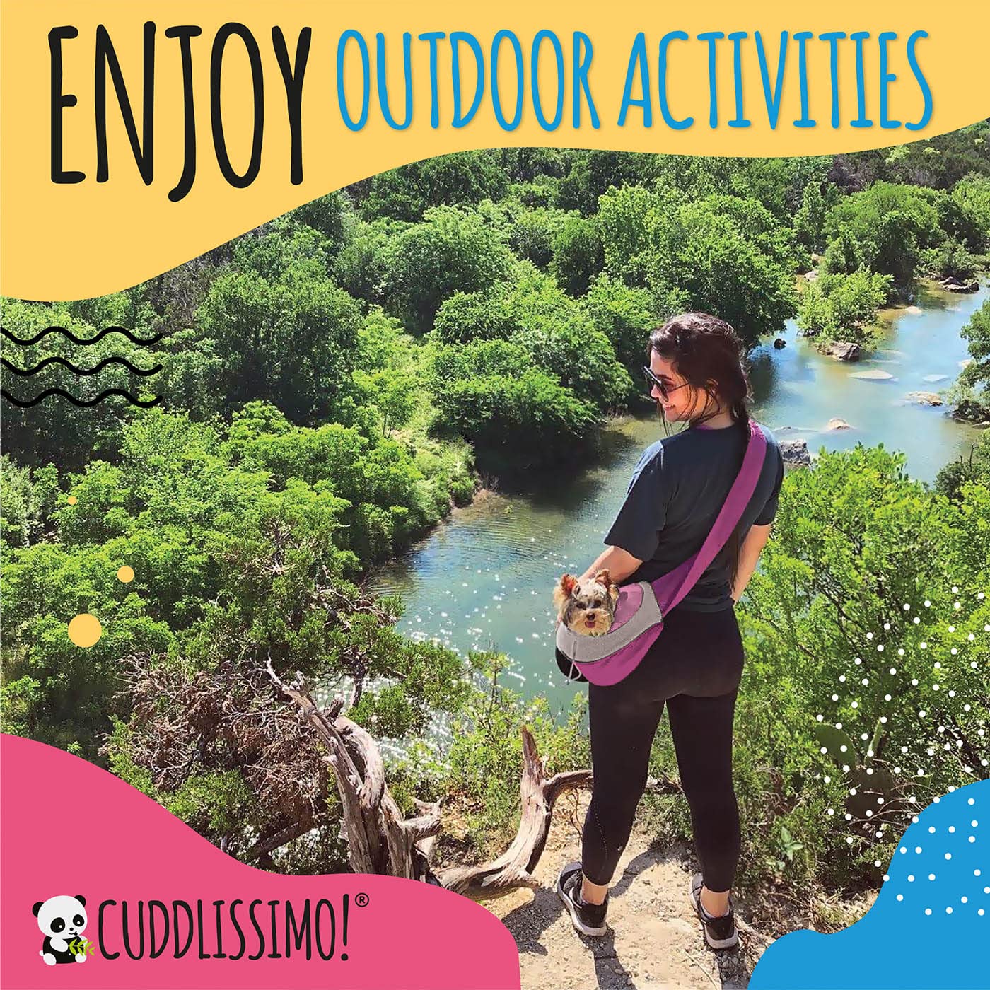 Cuddlissimo! Pet Sling Carrier - Carefully Sized for Teacup & Toy Breed Puppies & Cats (Under 6lb) - Soft Pouch for Small Dogs,