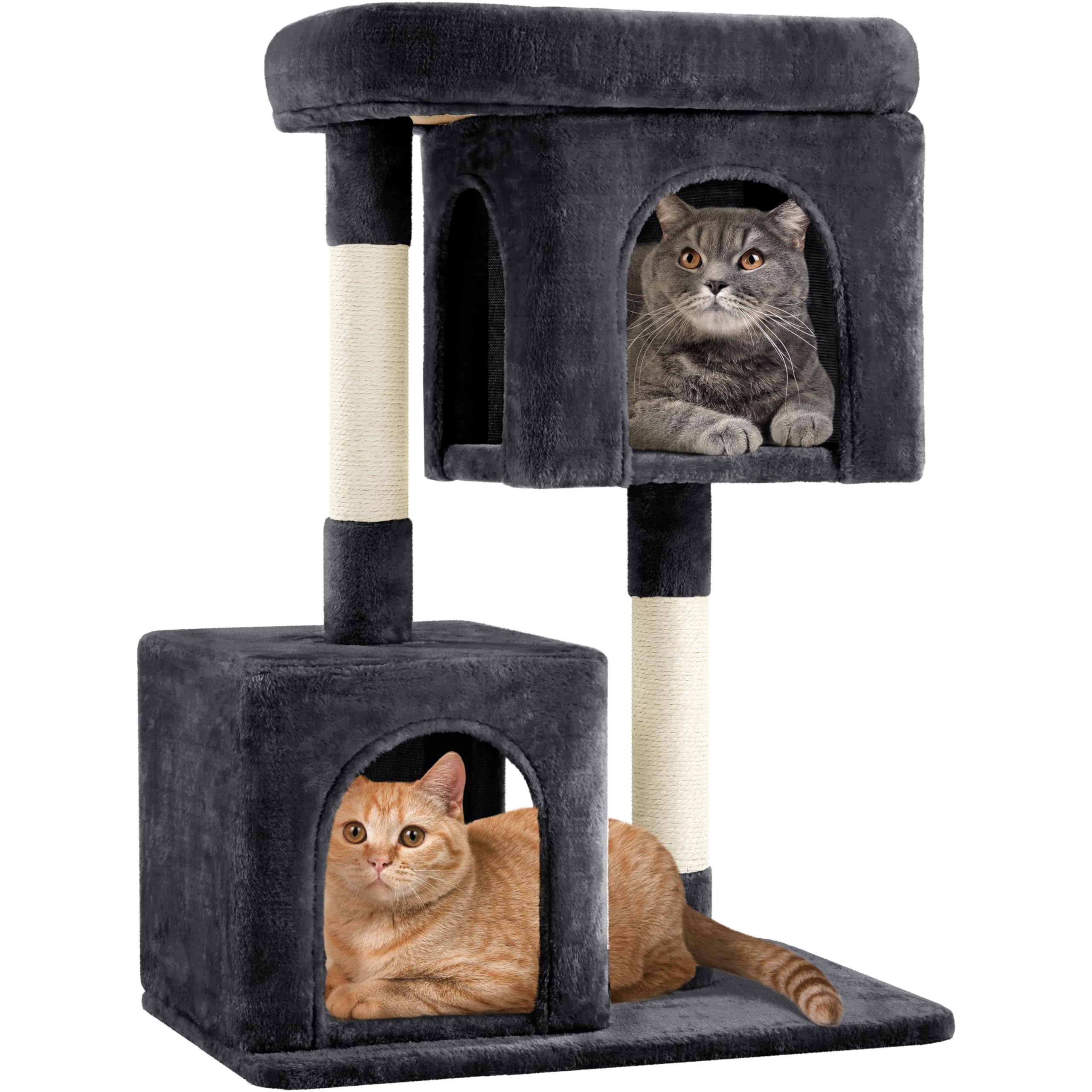 Yaheetech 33.5In Cat Tree, Small Kittens Tower W/Large Perch&2 Cozy Condos, Sisal Scratching Posts For Indoor Kittens/Cat, Stabl