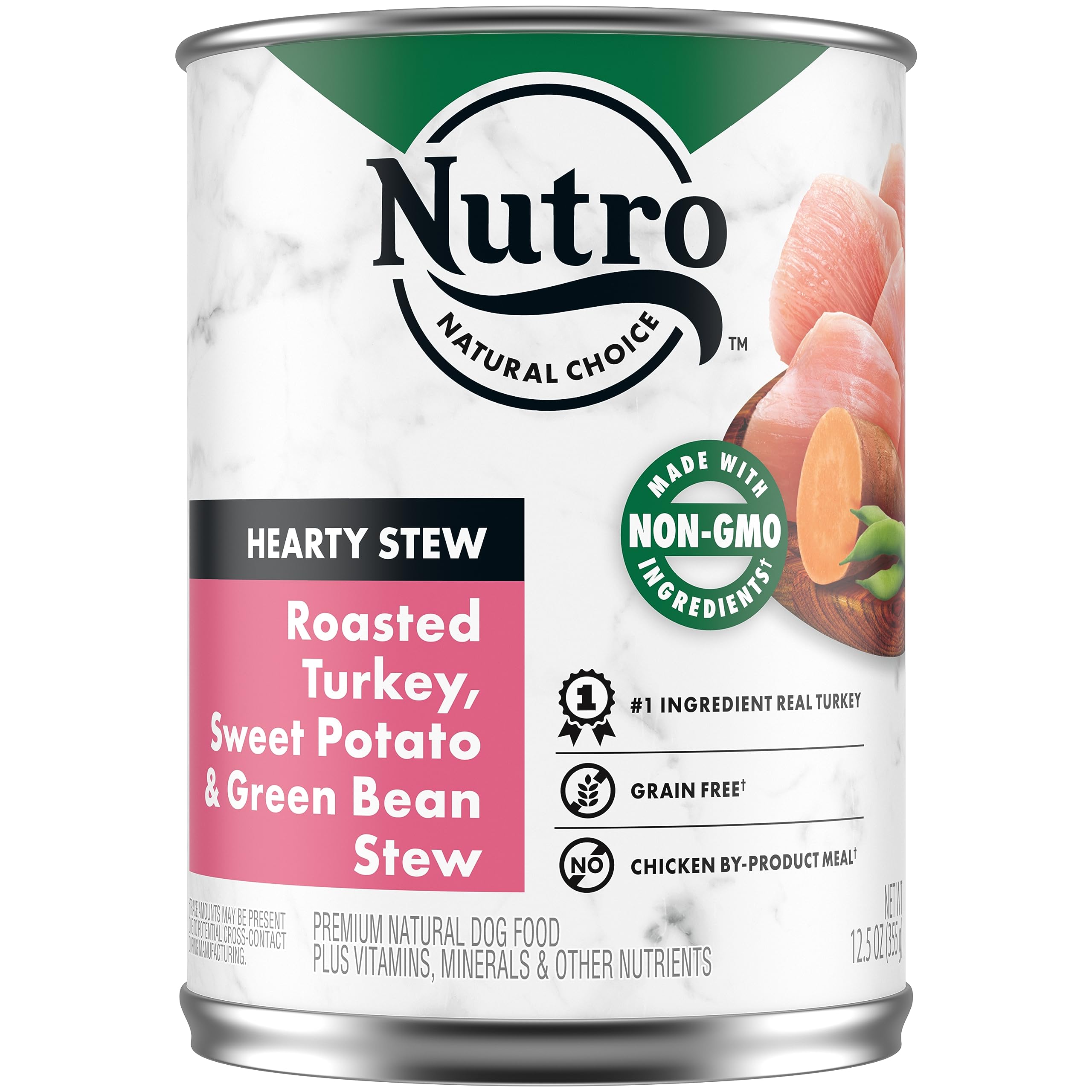 Nutro Hearty Stew Cuts in Gravy Adult Wet Dog Food Turkey Recipe, 12.5 oz Cans (12 Count, Pack of 1)