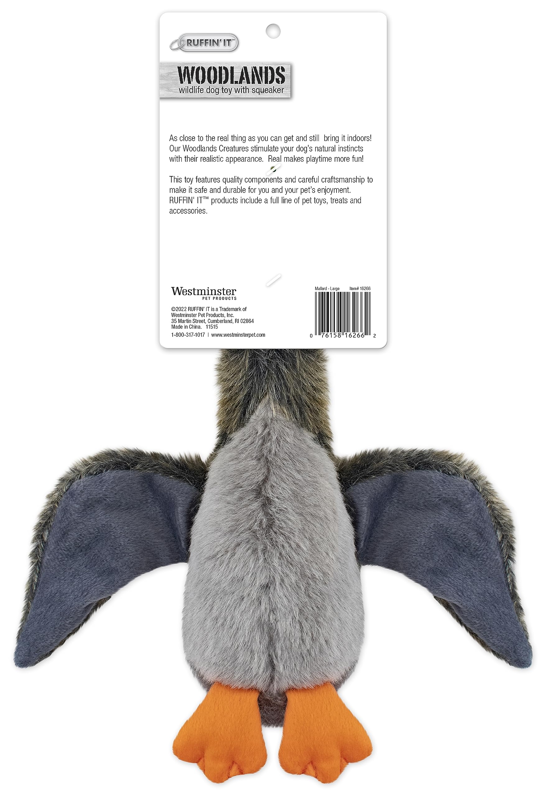 Ruffin' It Woodlands Mallard Stuffed Plush Dog Toy, Large