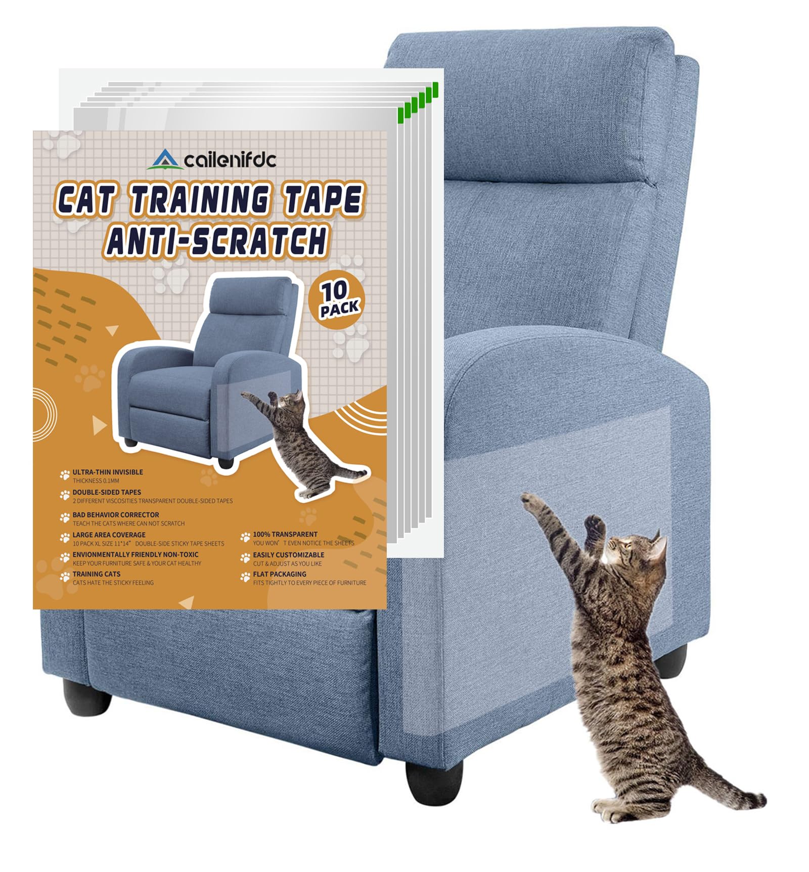 Anti Scratching Tapes, 10pcs Furniture Protectors For Cats, 0.1mm Cat Couch Protector, Clear Double Sided Cat Scratch Deterrent 