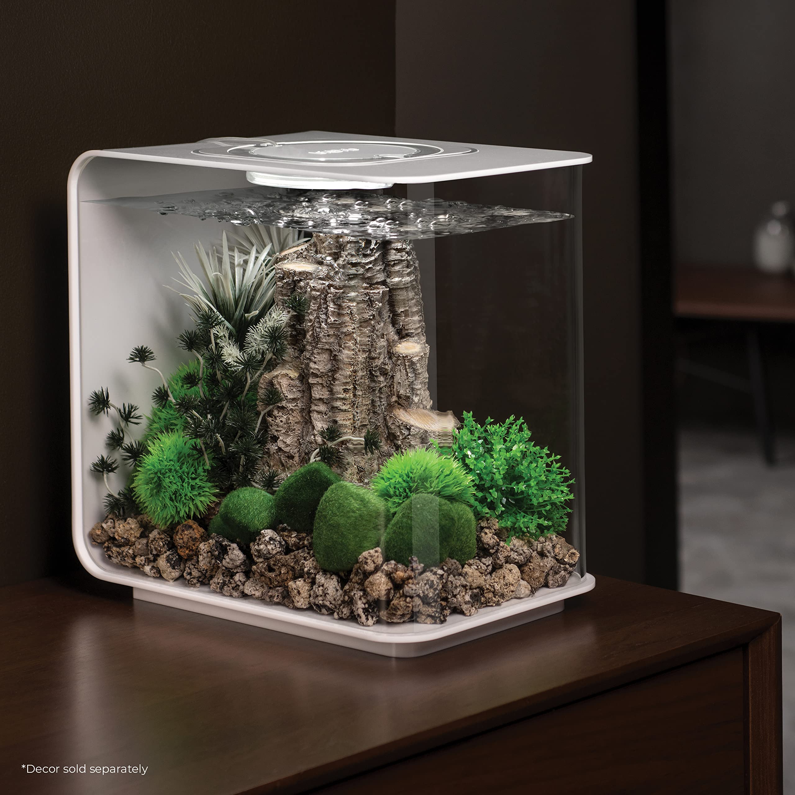 biOrb Flow 15 Acrylic Aquarium, 4 Gallon, White with LED Lights, Model 72030, Modern Compact Tank for Tabletop or Desktop Display