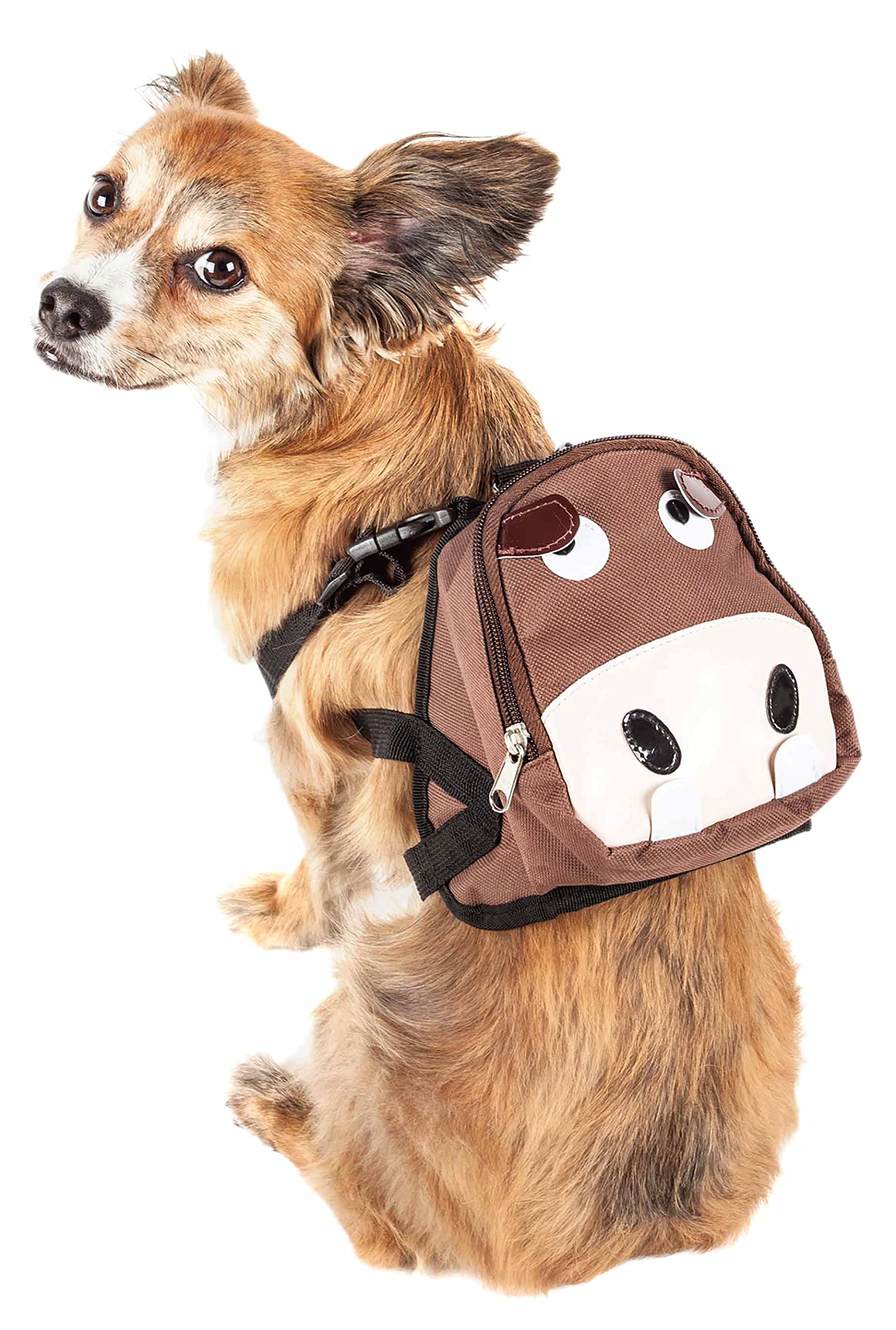 Pet Life A Mooltese Dual-Pocketed Compartmental Animated Dog Harness And Pet Backpack Carrier With Added Pouch Along The Dog Pac