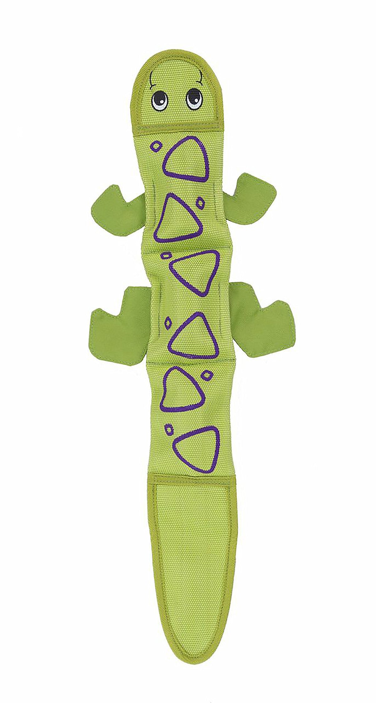 Outward Hound Fire Biterz Green Lizard Plush Firehose Material Interactive Dog Toy, Large