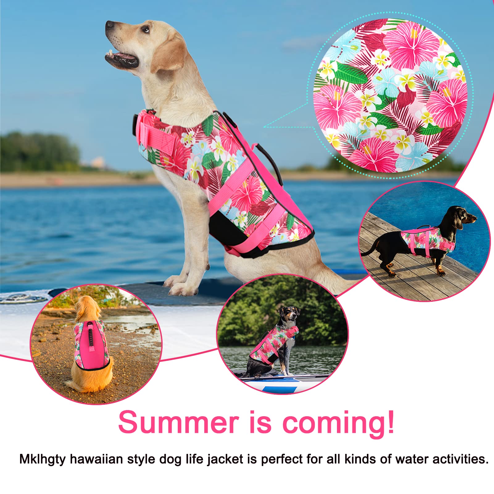 Mklhgty Dog Life Jacket, Reflective Adjustable Dog Swimming Vest With Handle, Ripstop Dog Life Vests For Boating And Swimming, Pet Safety Life Preserver For Small Medium Large Dogs