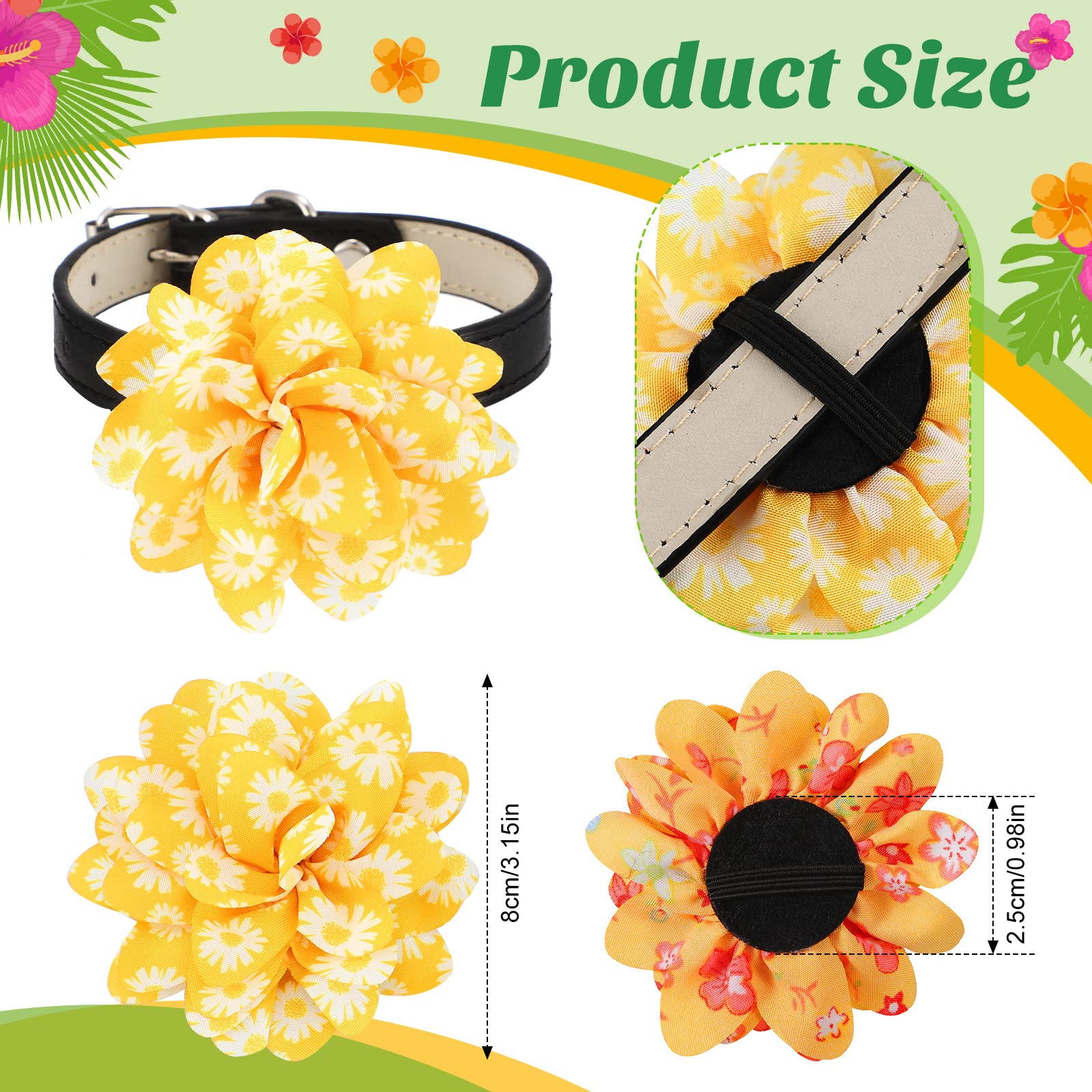 Sanwuta 80 Pieces Spring Dog Collar Flowers Bulk Floral Collar Bow Ties Holiday Dog Accessories Grooming Supplies Puppy Bows Slides Attachment For Small Medium Large Pets Cats