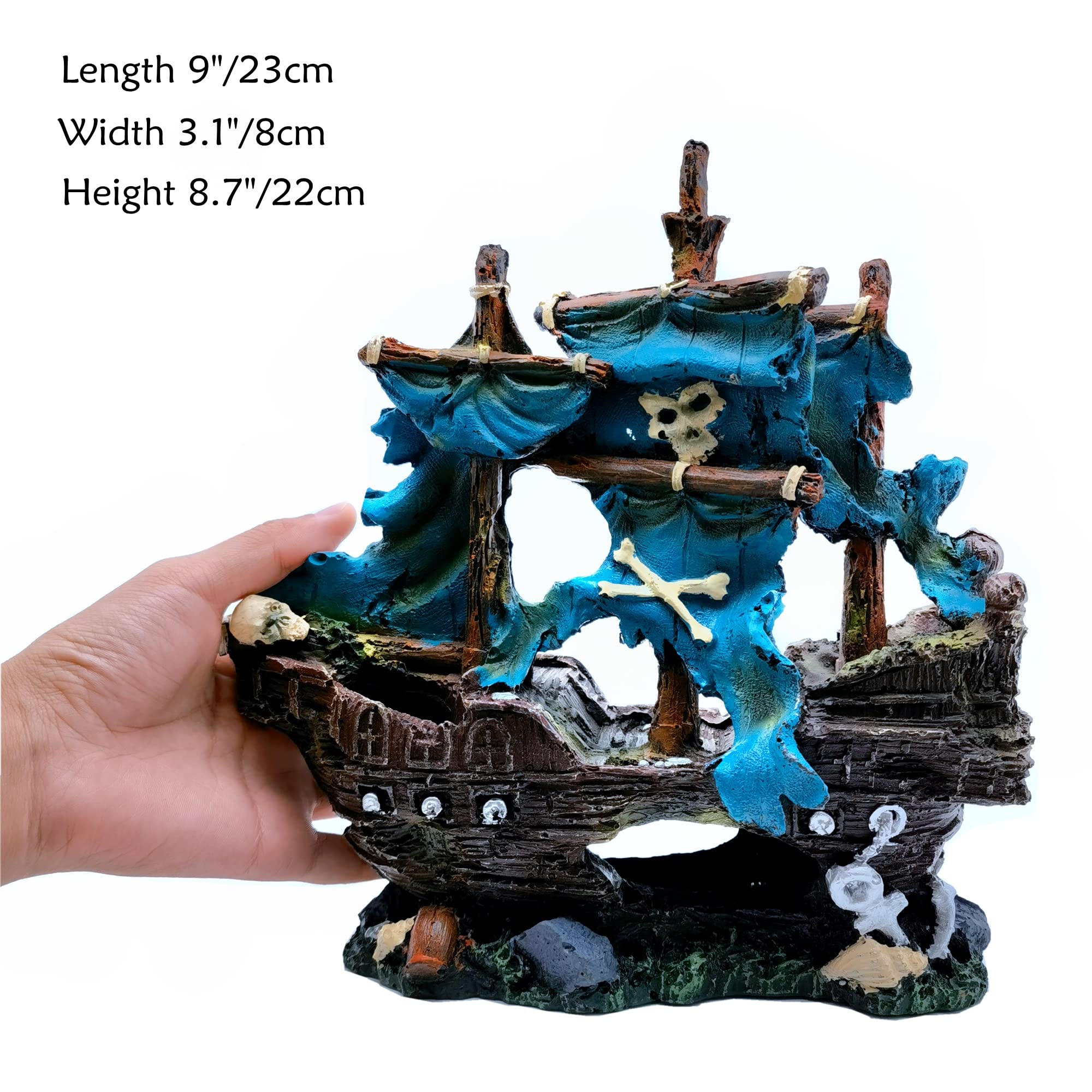 M2Cbridge Antique Roman Column Ruins European Castle Aquarium Decorations Fish Tank Hideout Rocks (Blue Pirate Shipwreck)