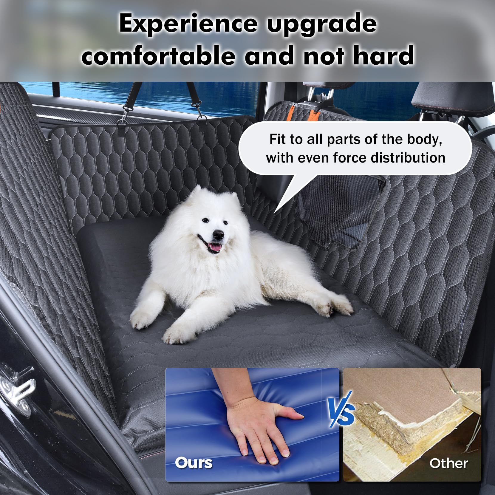 Dog Car Seat Cover With Air Cushion-Inflate Only 40S, Hard Bottom Car Seat Cover For Dogs Holds 400Lbs, Sturdy And Comfortable B