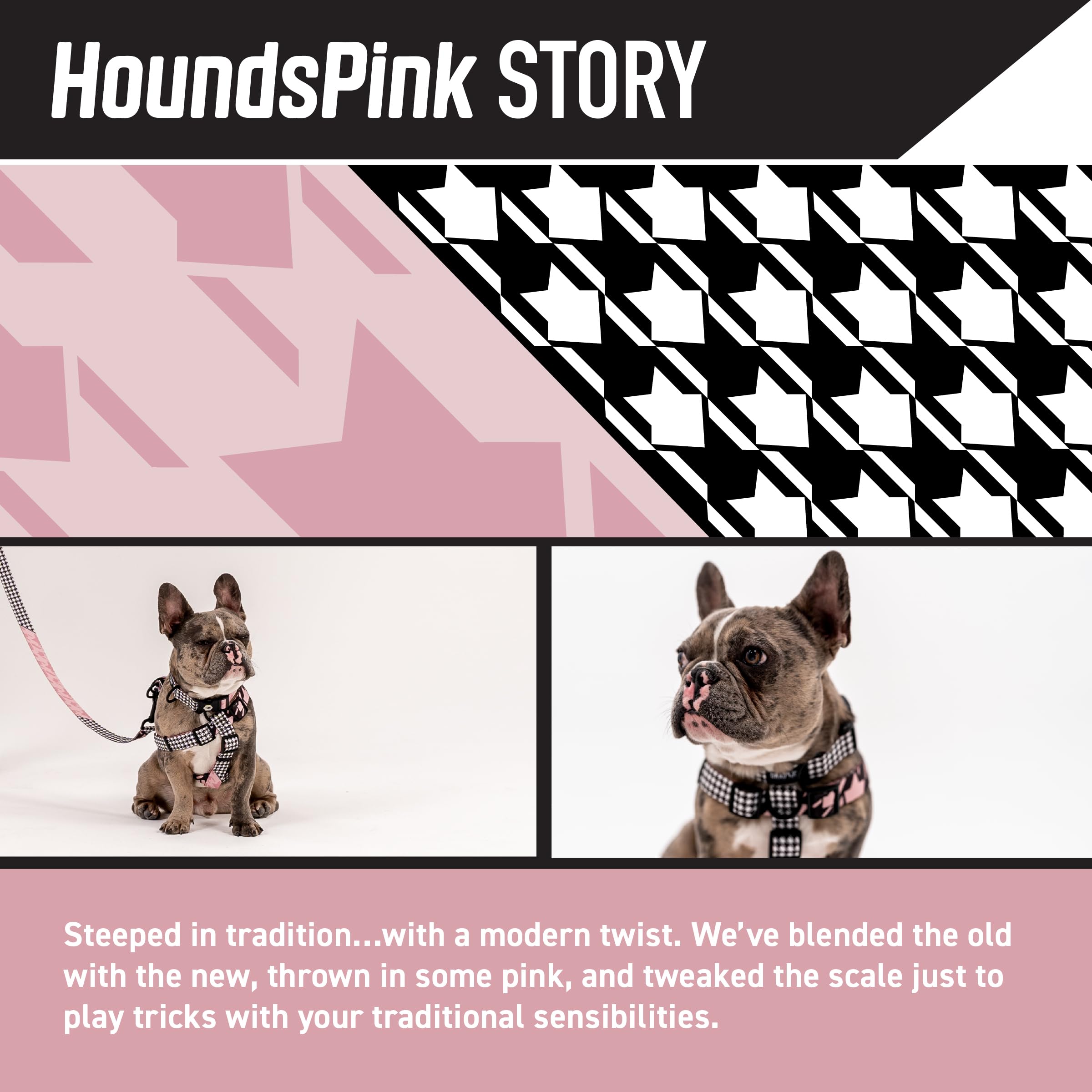 Wolfgang Heavy Duty Adjustable Dog Harness, Pull-Tested to Over 800 lbs for Walking & Training, HoundsPink Print, Small