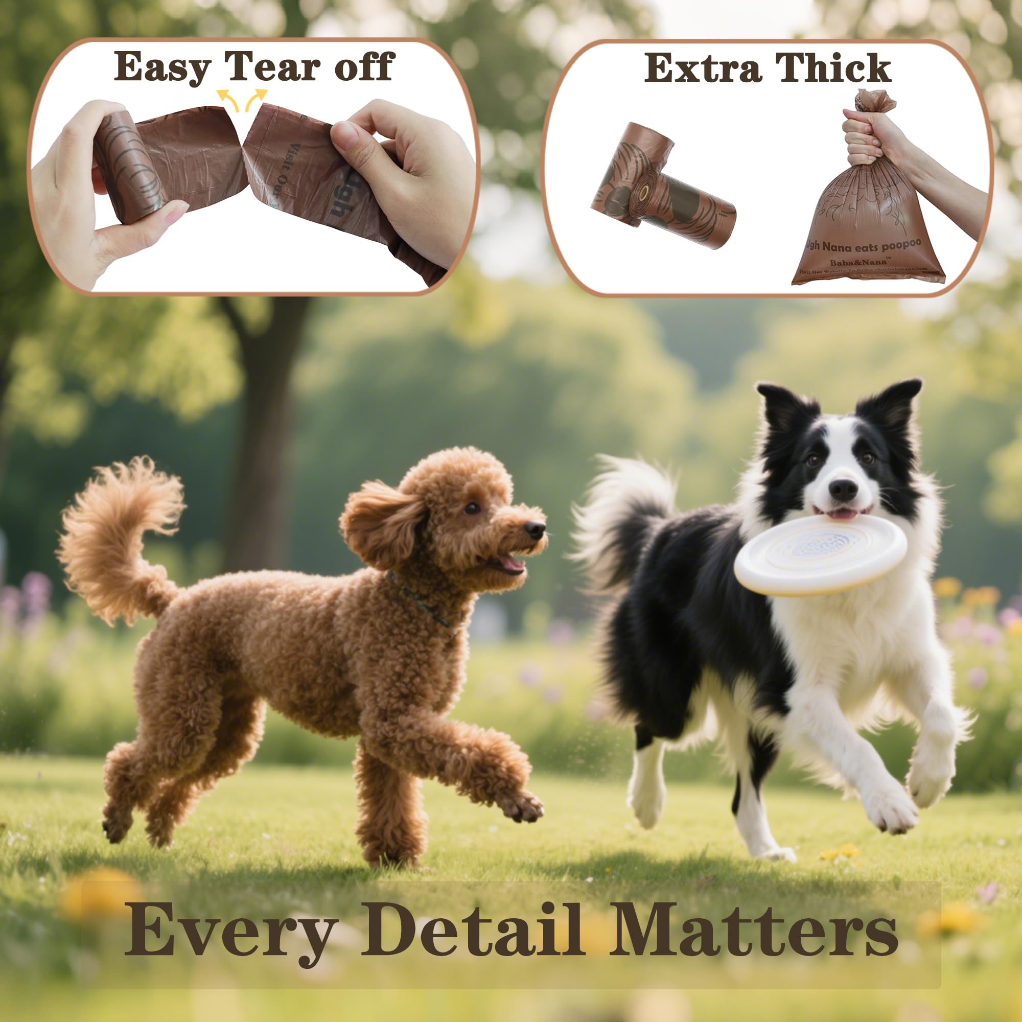 Baba&Nana Dog Poop Bag Rolls, Coffee Scented And Extra Thick Waste Bags, 20 Rolls Of 100% Leak Proof Doggie Poop Bags For Scoope