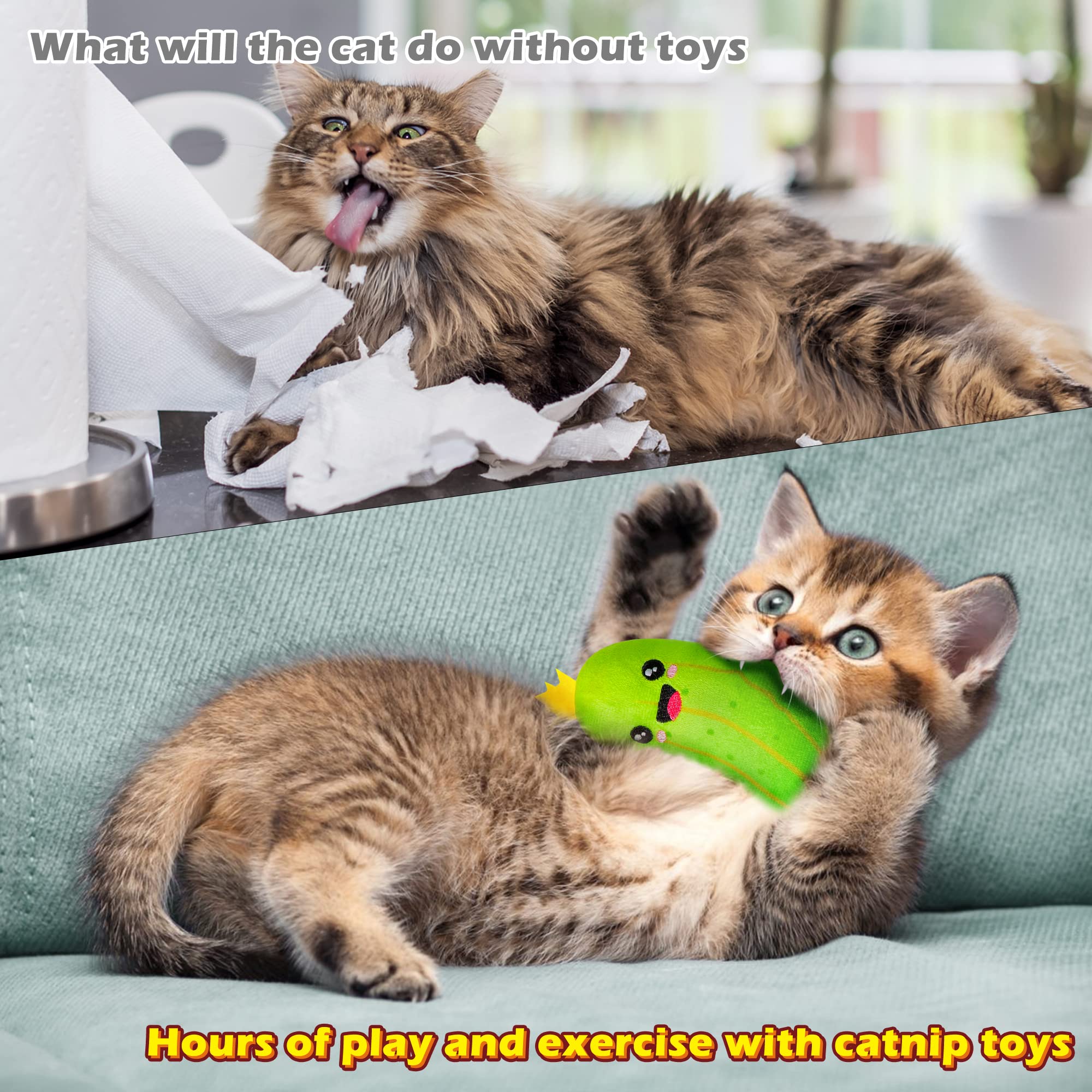 Mallmall6 5Pcs Pickle Cat Toys, Kitten Catnip Toys For Cat Lover Gifts, Indoor Kitten Chew Bite Kick Cucumber Catmint Supplies,