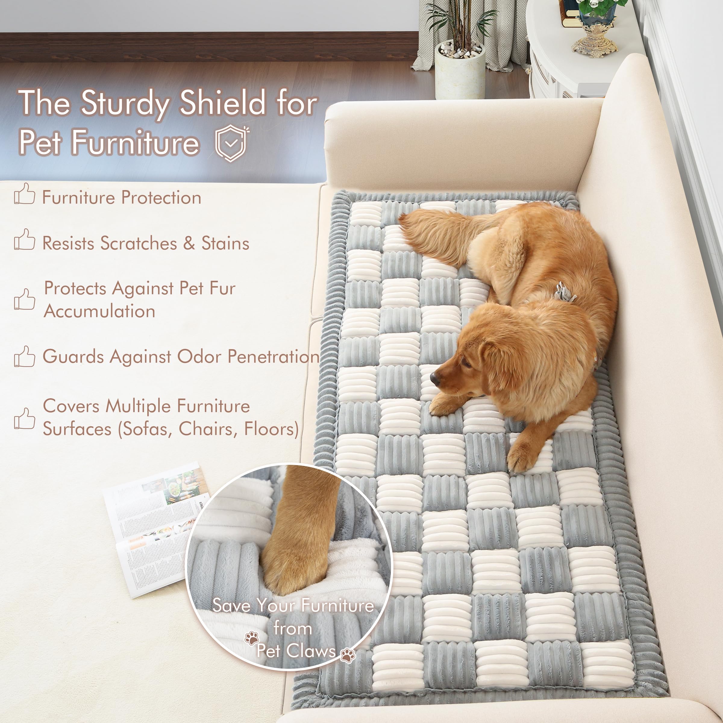 Nestlymoly Couch Cover For Dogs Washable, Sofa Covers For 3 Cushion Couch Sofa Pet Friendly, Fuzzy Couch Bed Furniture Protector