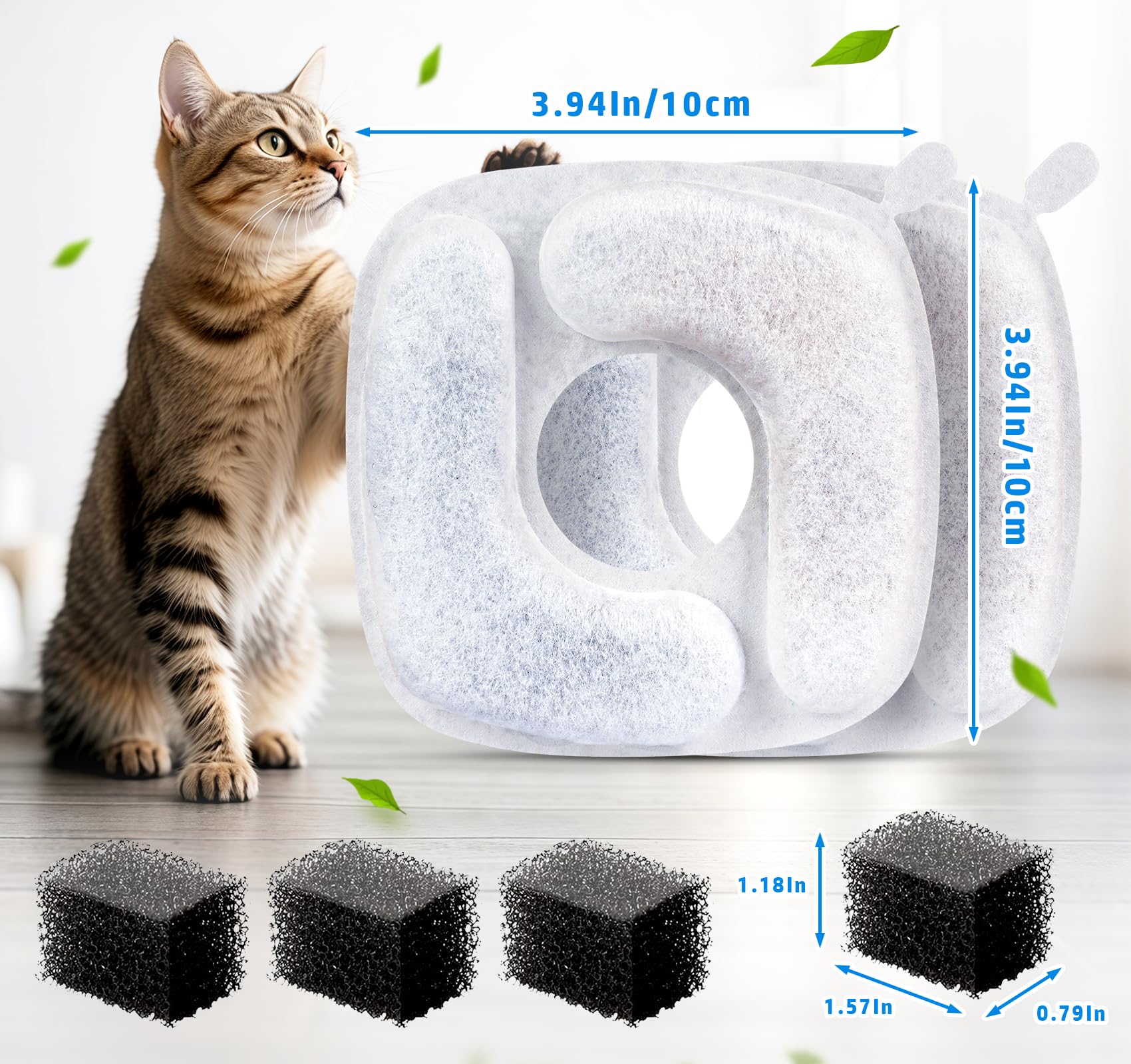 Lemonfiltermonfilter Cat Water Fountain Filters, 8 Pack Replacement Filters & 8 Pre-Filter Sponges Compatible With 67Oz, 95Oz (2