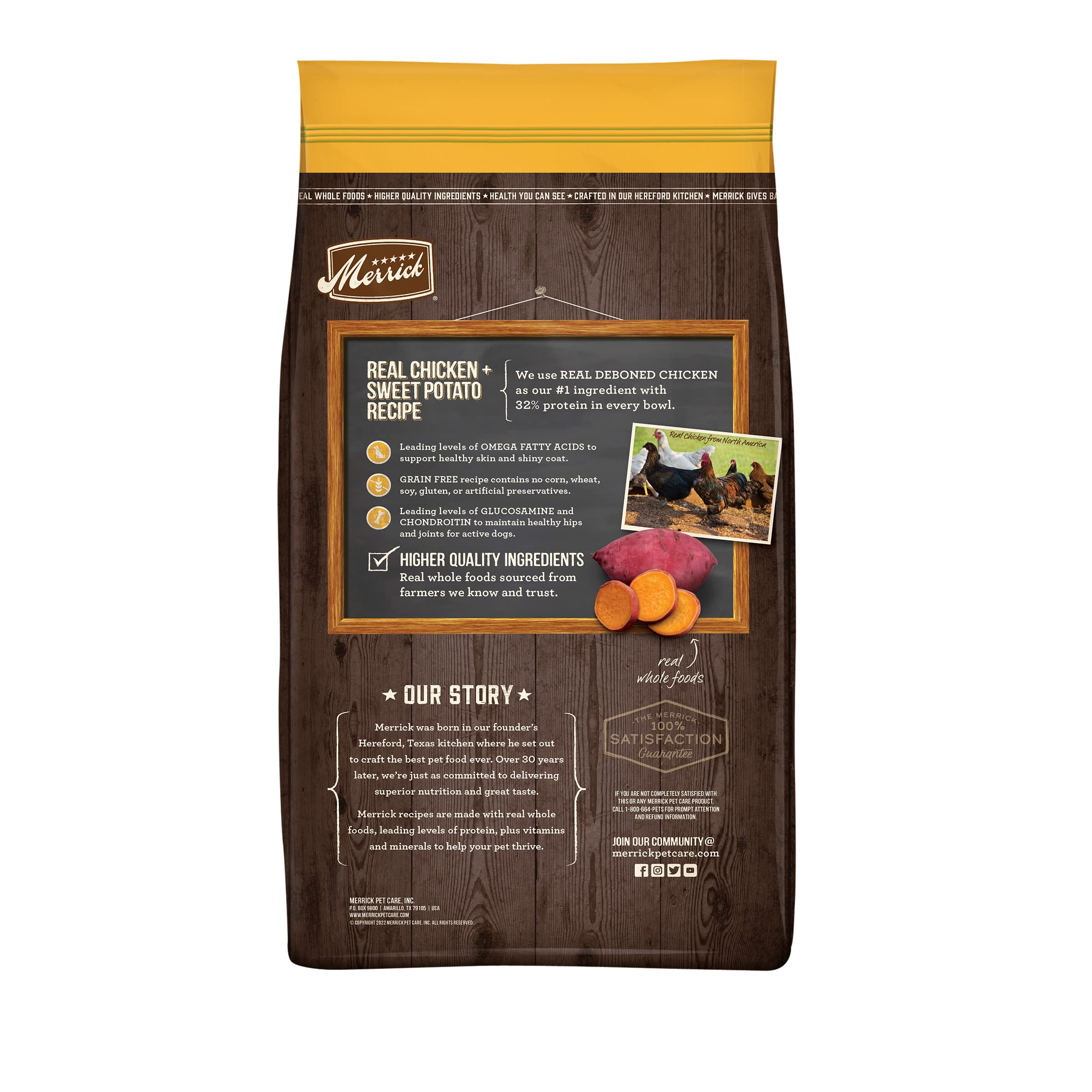 Merrick Premium Grain Free Dry Adult Dog Food, Wholesome And Natural Kibble With Real Chicken And Sweet Potato - 4.0 lb. Bag
