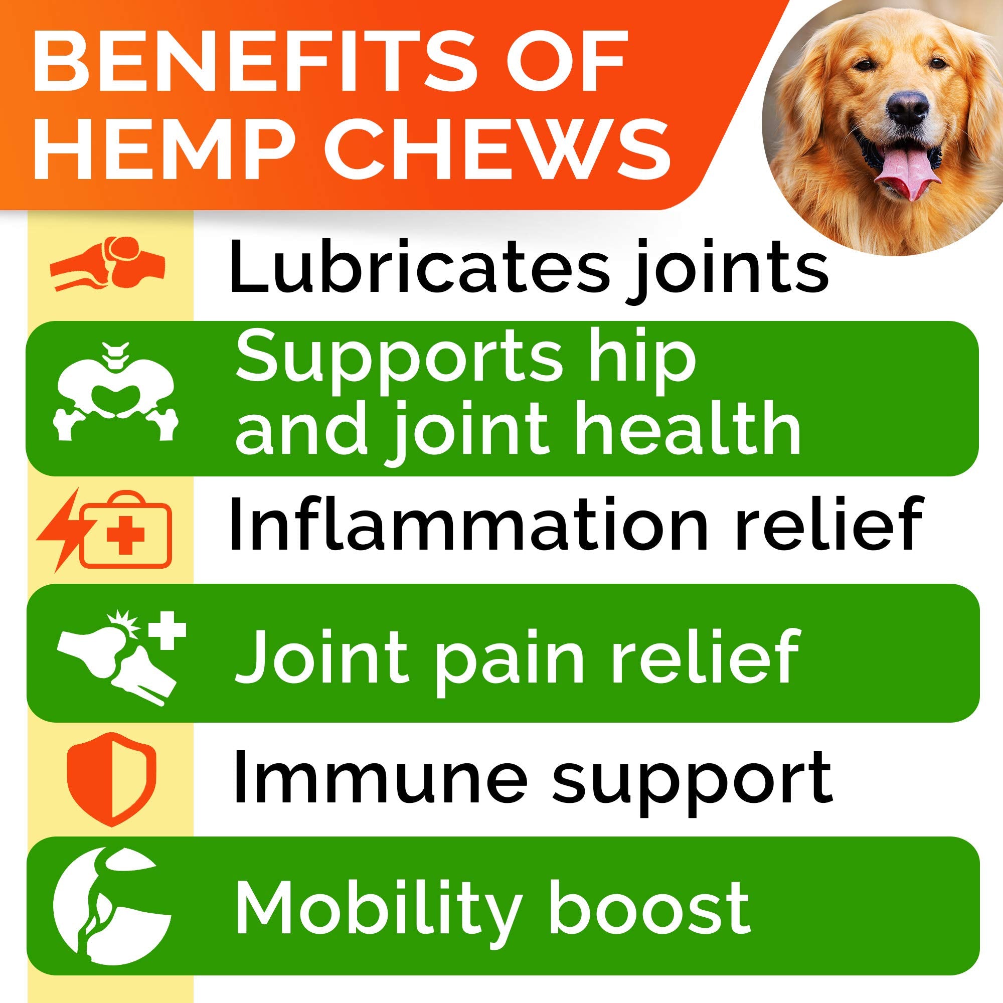 Hemp Chews for Dogs - Glucosamine Chondroitin for Dogs Joint Pain Relief with Hemp Oil, Hip & Joint Supplement Dogs, MSM Turmeri
