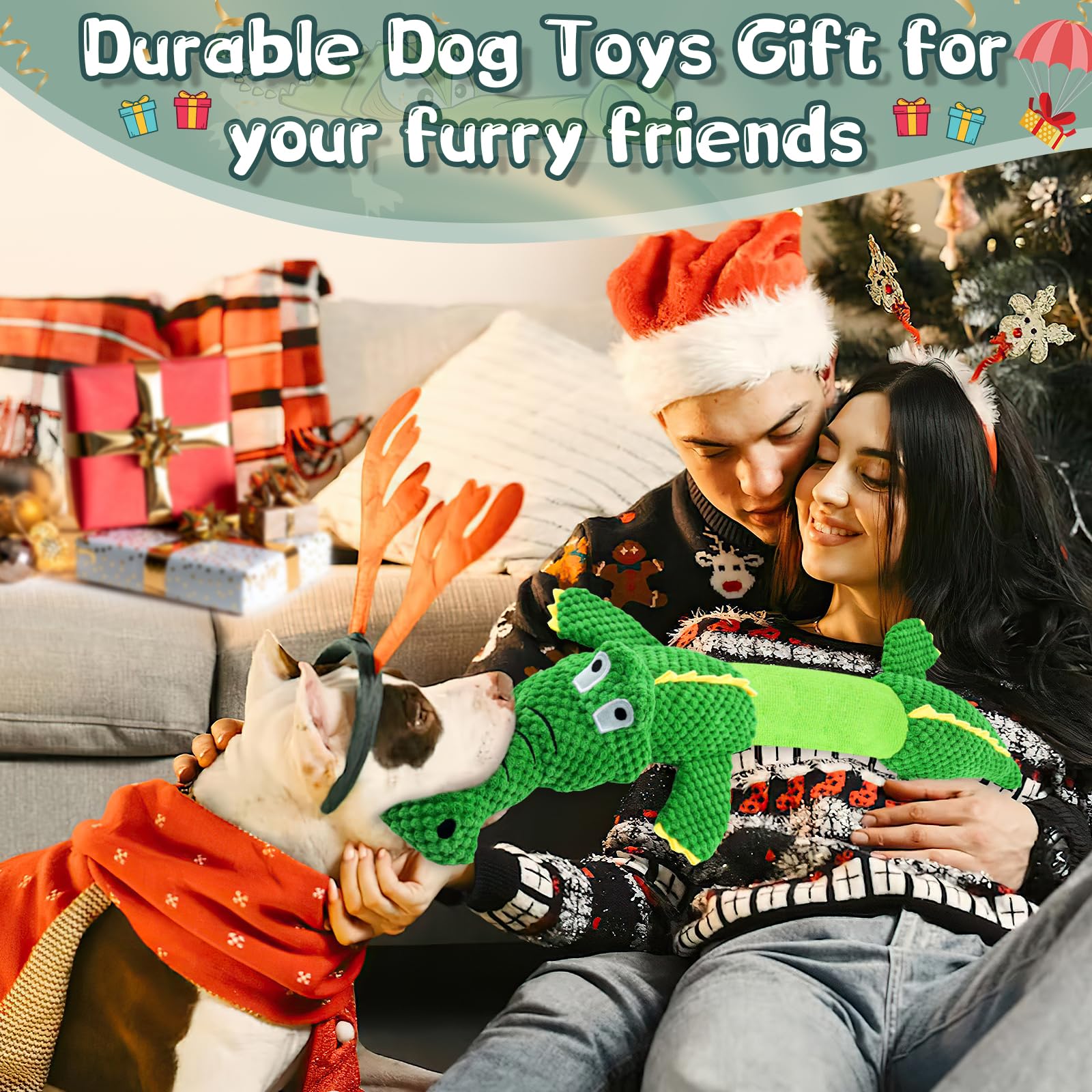 Wowbala Large Dog Toys: Squeaky Plush Chew Toys - Tough Tug Of War - Interactive For Puppies To Large Breeds