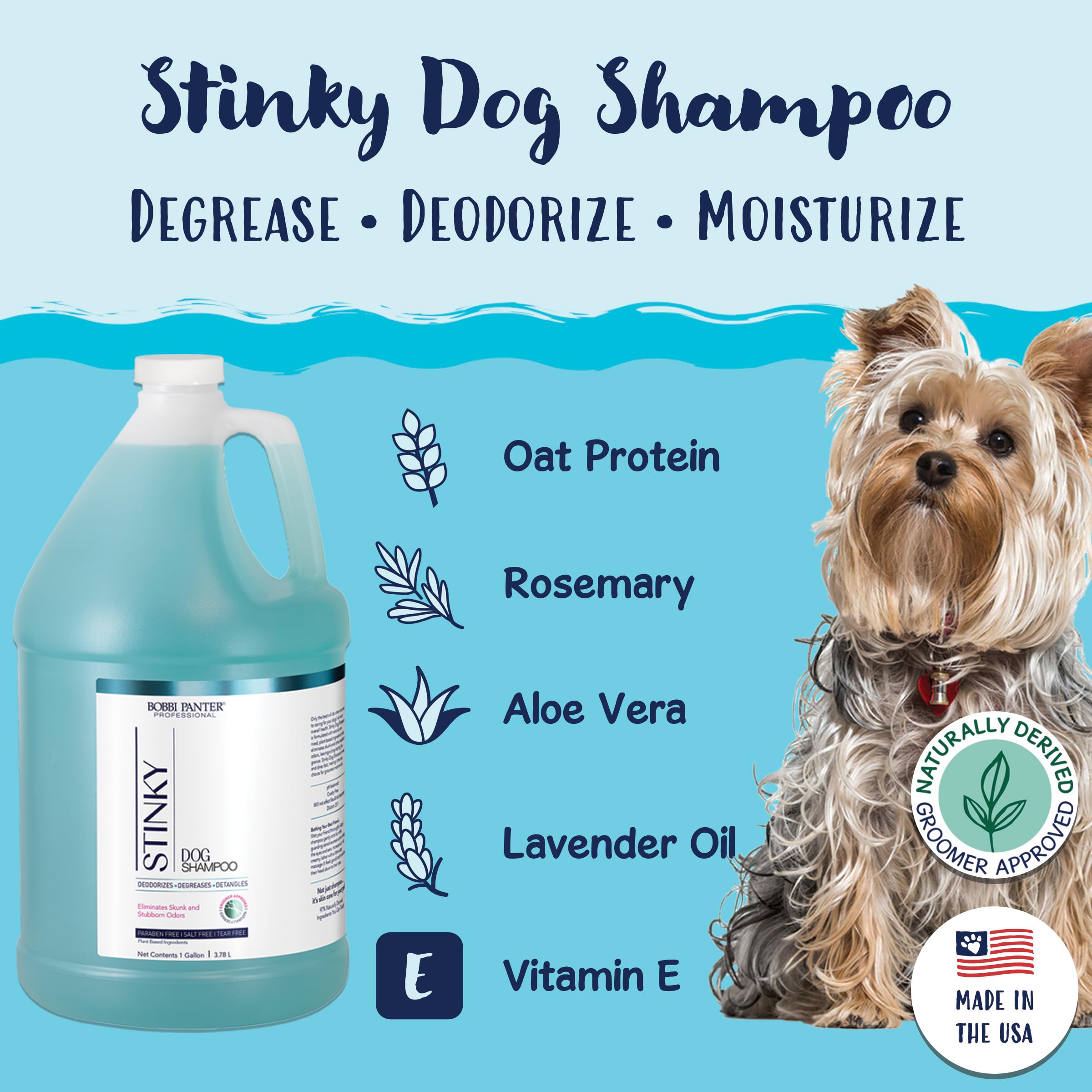 Bobbi Panter Heavy Duty Deodorizing Dog Shampoo For Degreasing & Moisturizing - Natural Ingredients, Tear-Free, Ph-Balanced, 20: