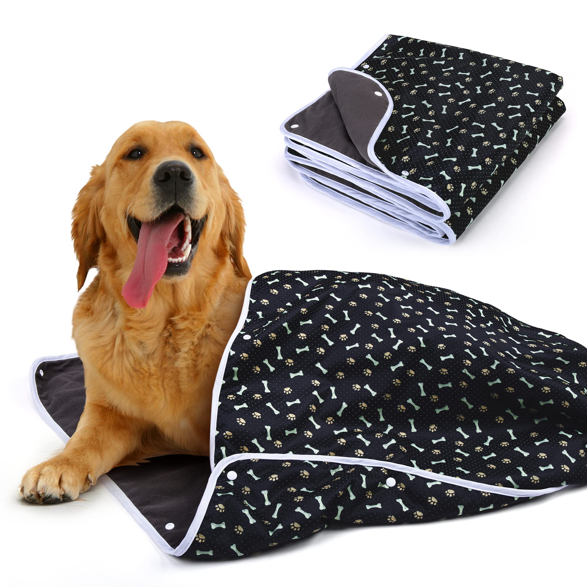 Teamoy NonSlip Dog Blankets (Pack of 2), Waterproof Pet Fleece Pee Urine Proof Dog Blanket Cover Blanket Pad for Dogs, Puppies,