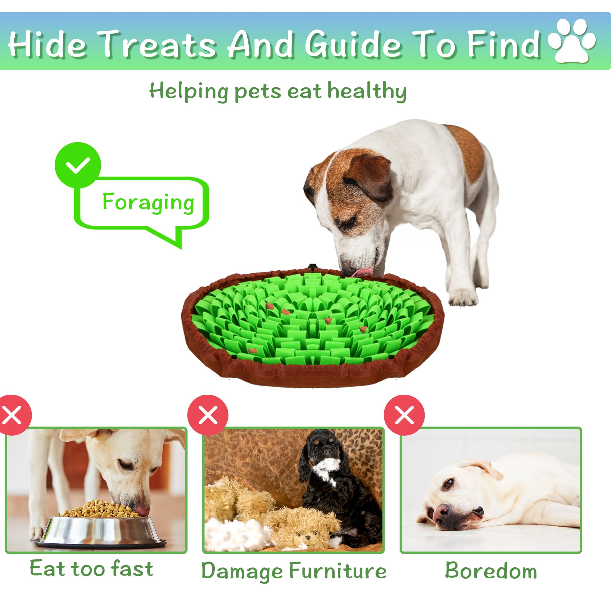 Didibirdi 2 Pce Snuffle Mat For Dogs, Adjustable Size Encourages Natural Foraging Skills For Cat And Rabbit Or Other Pet