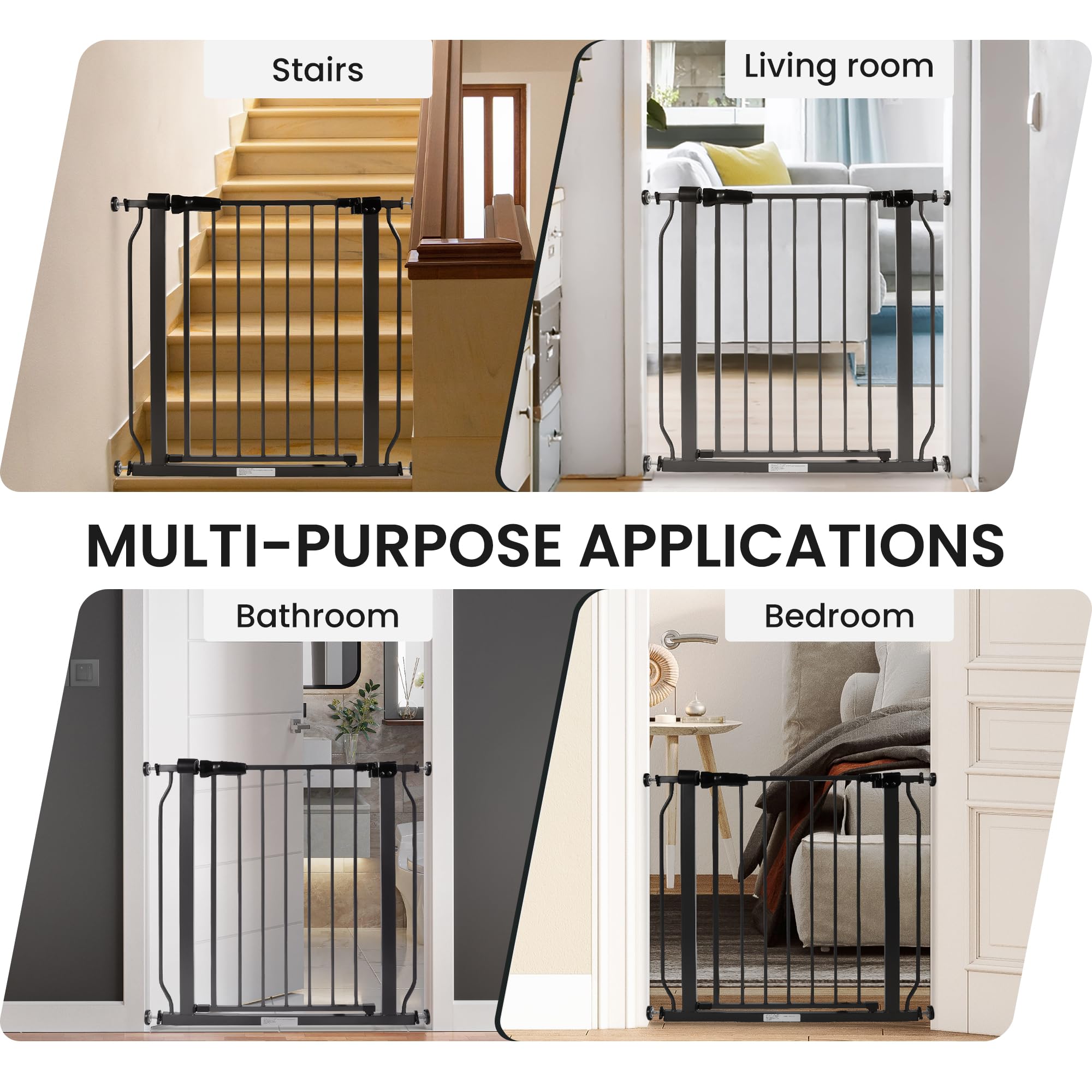 Balancefrom Easy Walk-Thru Safety Gate For Doorways And Stairways With Auto-Close/Hold-Open Features, 30-Inch Tall, Fits 29.1 - 33.8 Inch Openings, Graphite