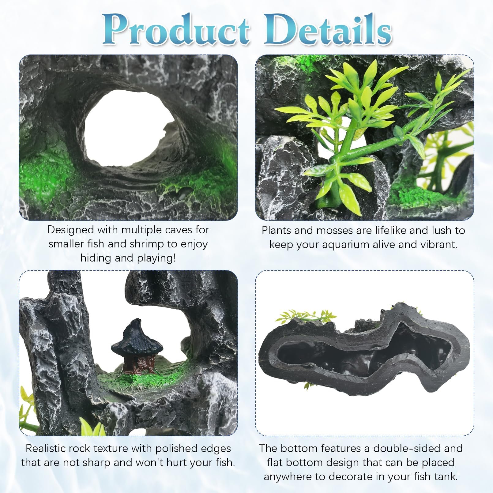 kathson Aquarium Mountain View Stone Resin Fish Tank Decorations Betta Hideout Caves Rockery Landscape Tree Aquarium Decorations