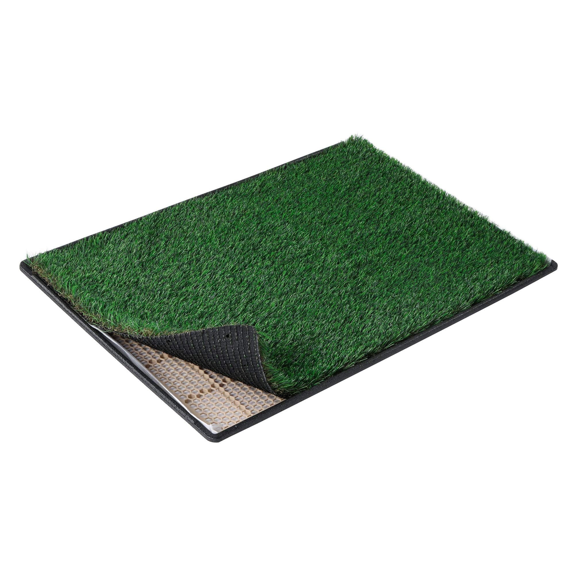Meexpaws Dog Grass Pee Pads For Dogs With Tray, Large Size 34 By 23 In, 2 Dog Artificial Grass Pads, Indoor Dog Litter Box