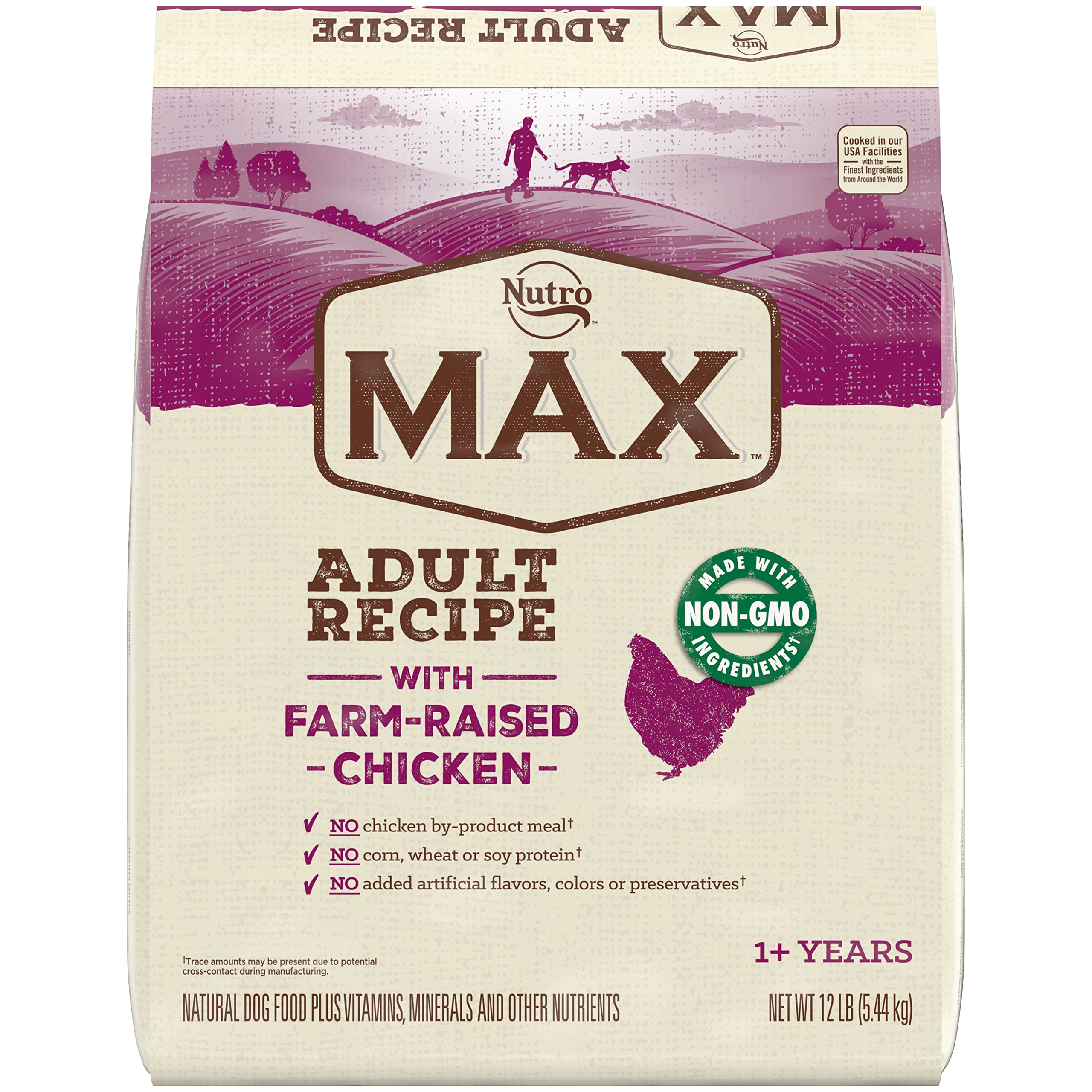 Nutro Max Adult Dry Dog Food with Farm-Raised Chicken, 12 lb Bag