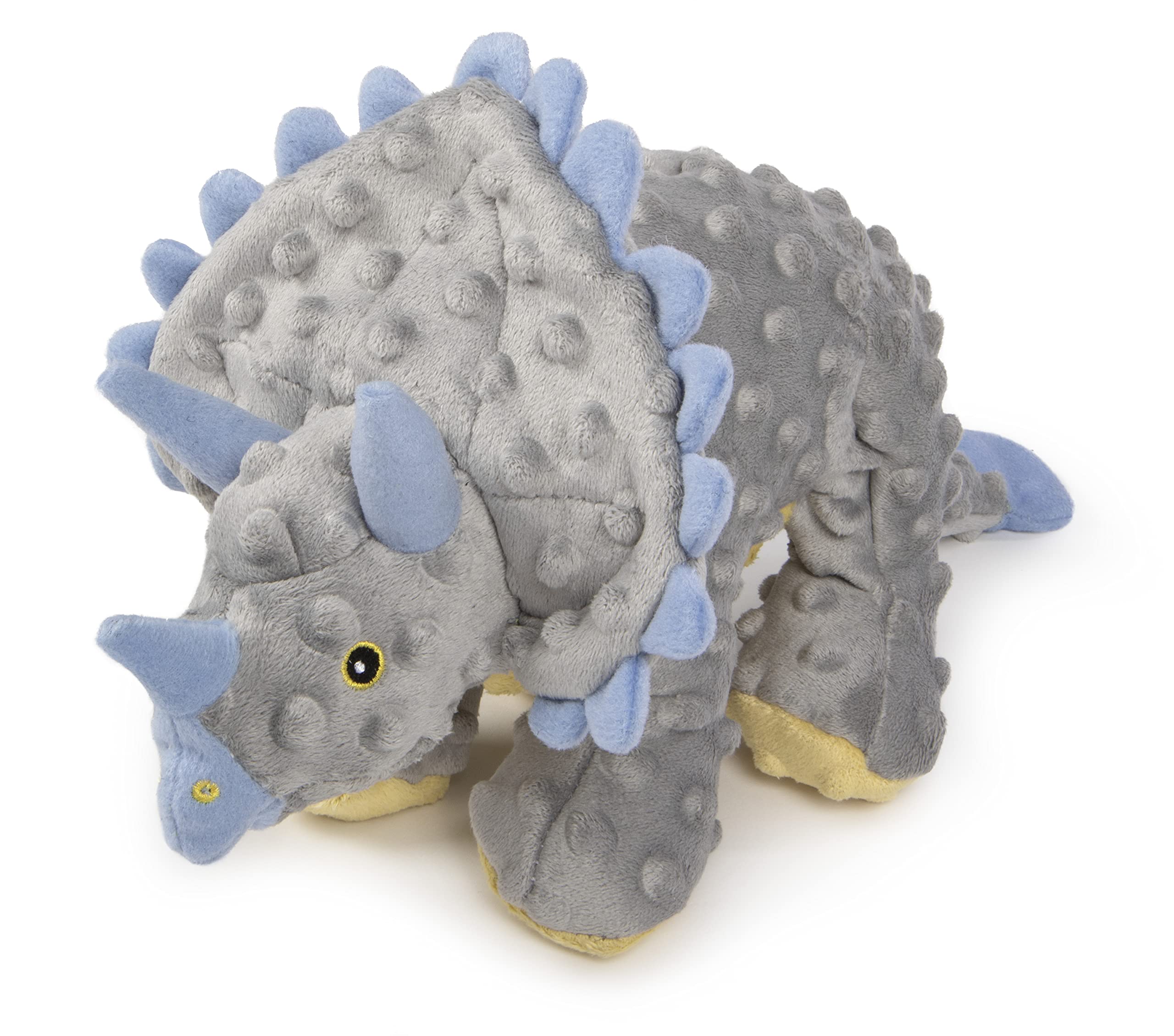 Godog Dinos Frills Squeaky Plush Dog Toy, Chew Guard Technology - Gray, Large