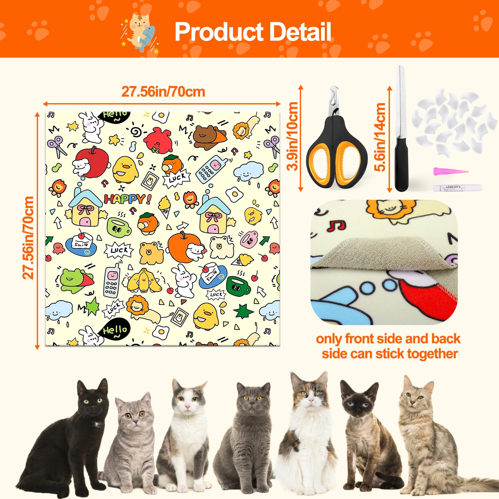 Cat Grooming Supplies - Cat Wrap For Cutting Nails With Cat Nail Clipper And Cat Nail Caps, Cat Restraint For Nail Clipping To A