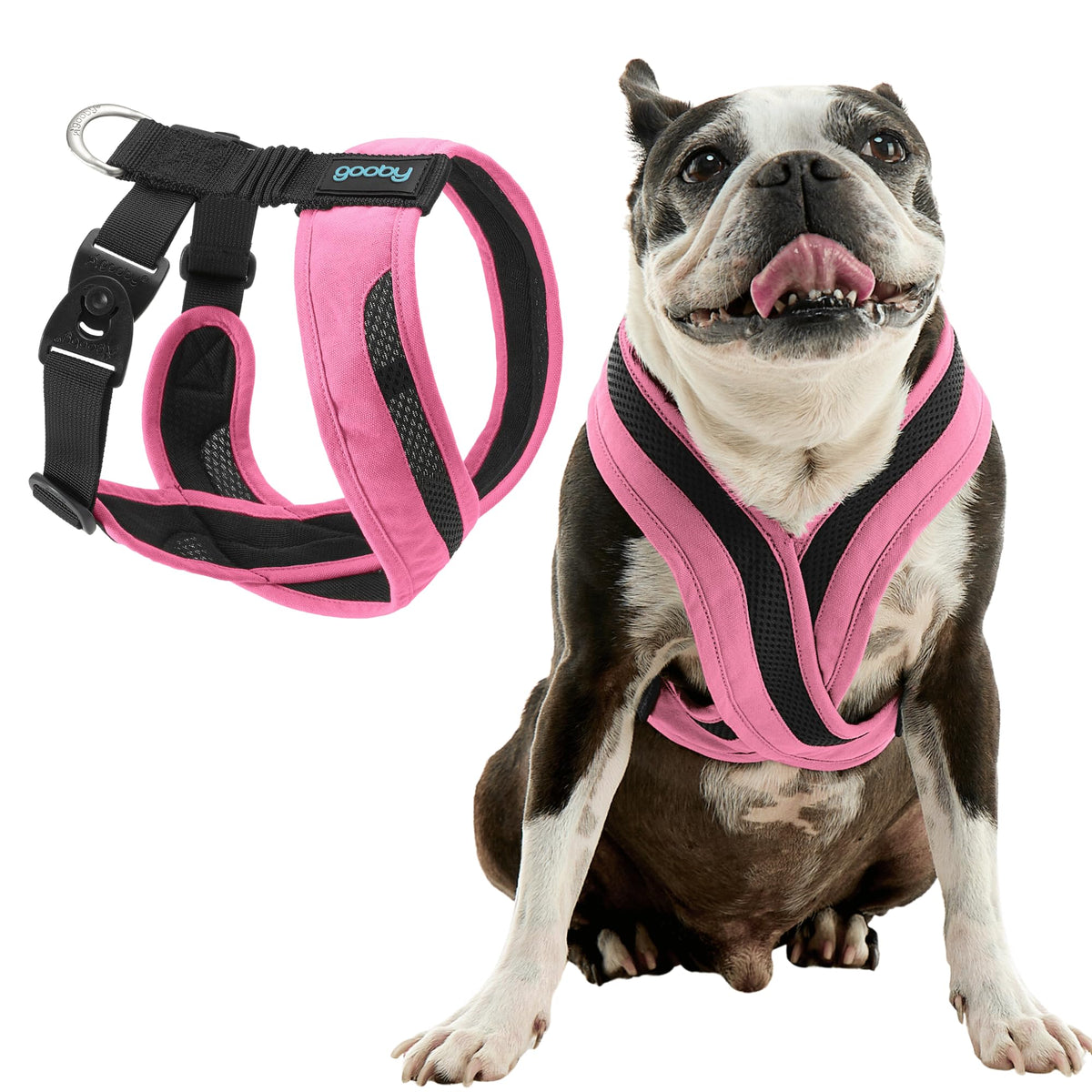 Gooby Comfort X One Dog Harness - Head-In Dog Harness For Small & Medium Sized Dogs - Escape-Free & Choke Free - Breathable Mesh, Shock Absorbing, Easy Snap & Swivel Buckles - Flamingo Pink, Small