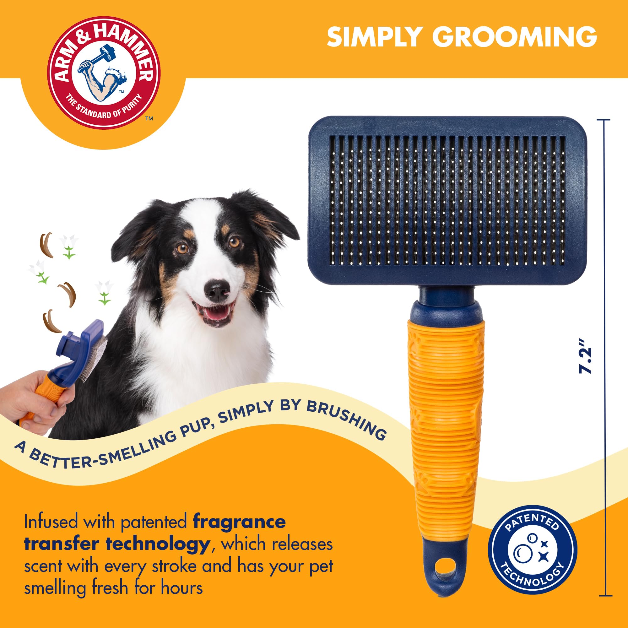 Arm & Hammer Simply Calm    Dog Grooming Slicker Deodorizing Brush with Fragrance Transfer Technology - Scented Self-cleaning fo