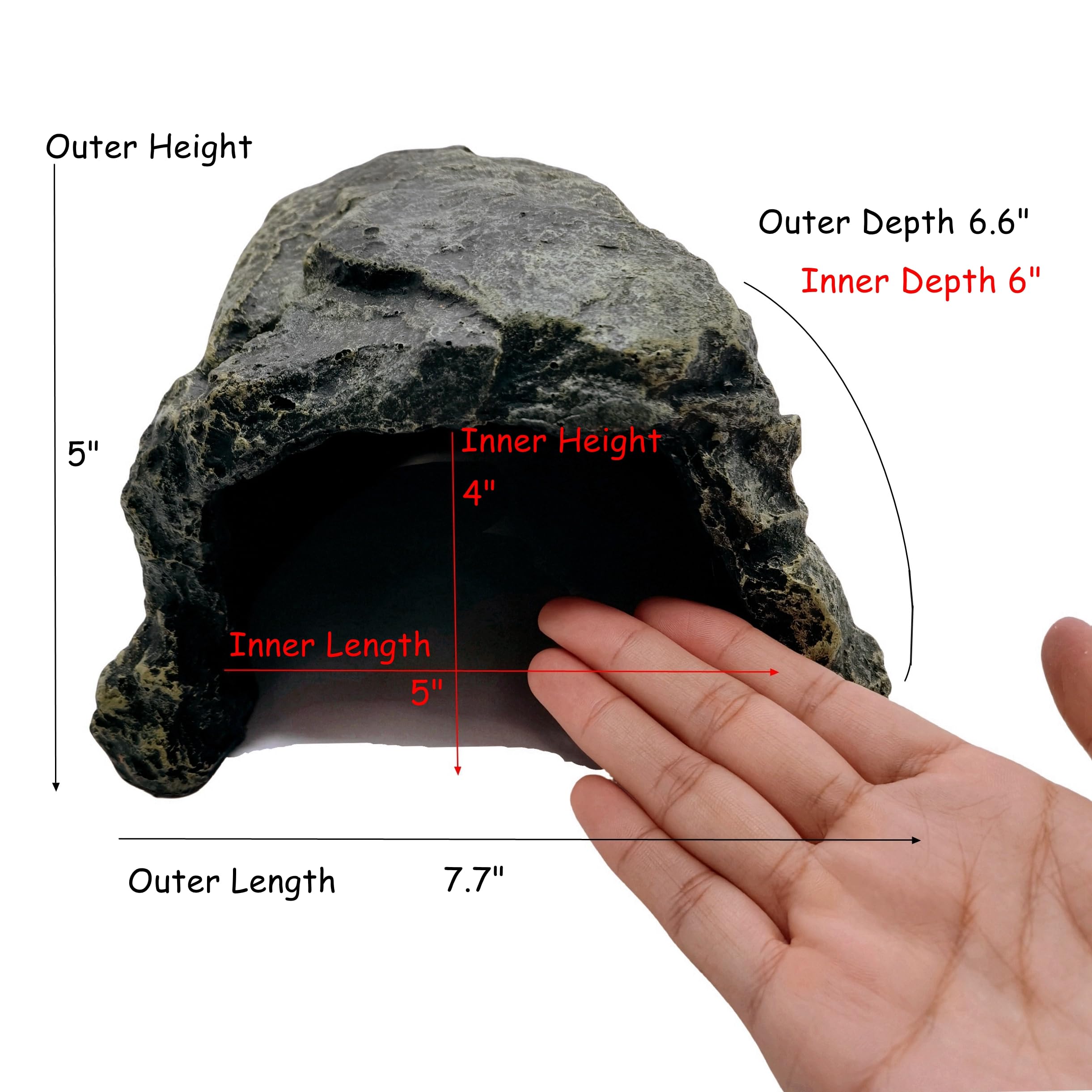 M2cbridge Reptile Hideout Cave Resin Rock Hides Terrarium Habitat Decor Lizard,Turtles,Geckos,Frogs,Fishes (Rock)