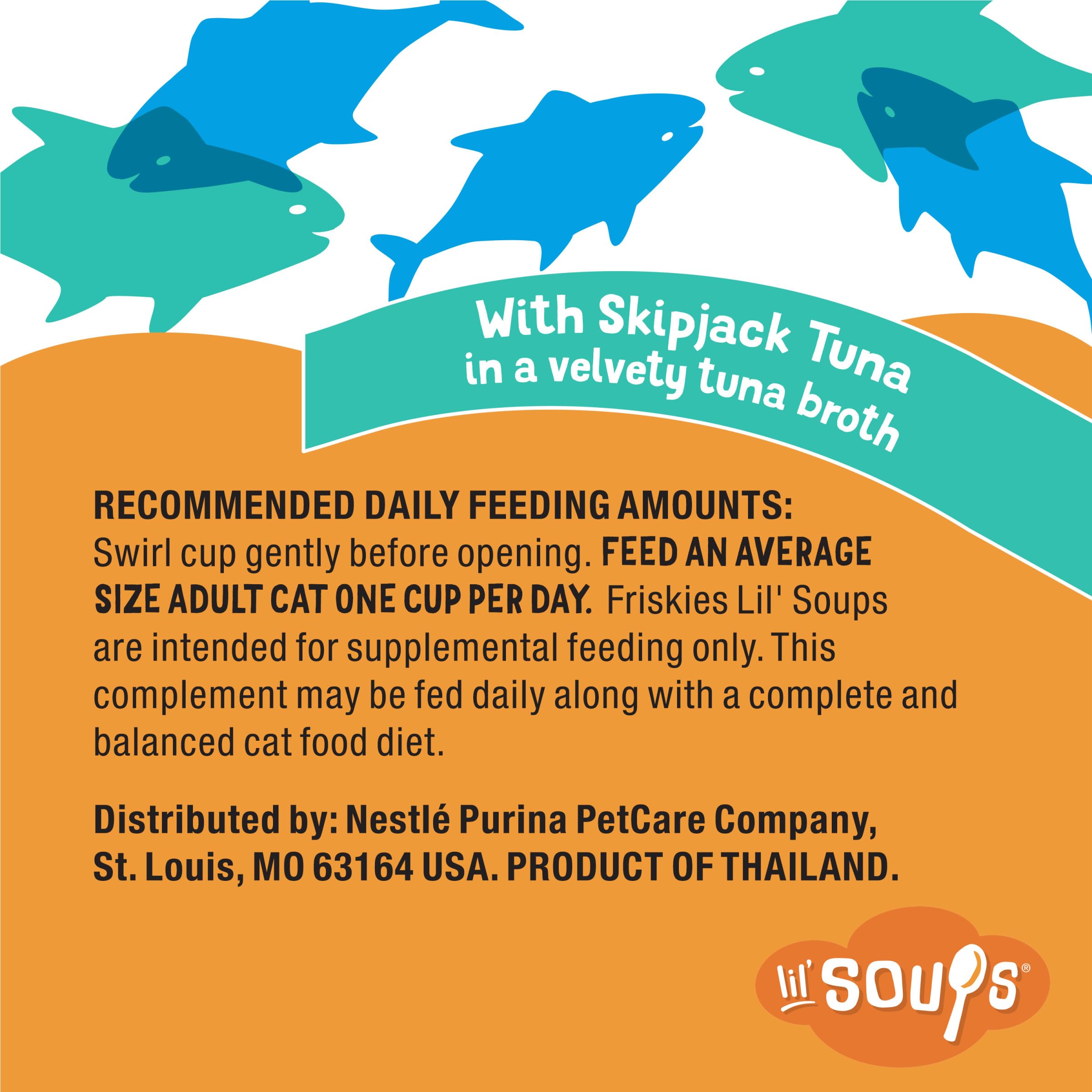 Purina Friskies Natural, Grain Free Senior Broth Wet Cat Food Lickable Cat Treats, Lil Soups Skipjack Tuna - (Pack of 8) 1.2 oz