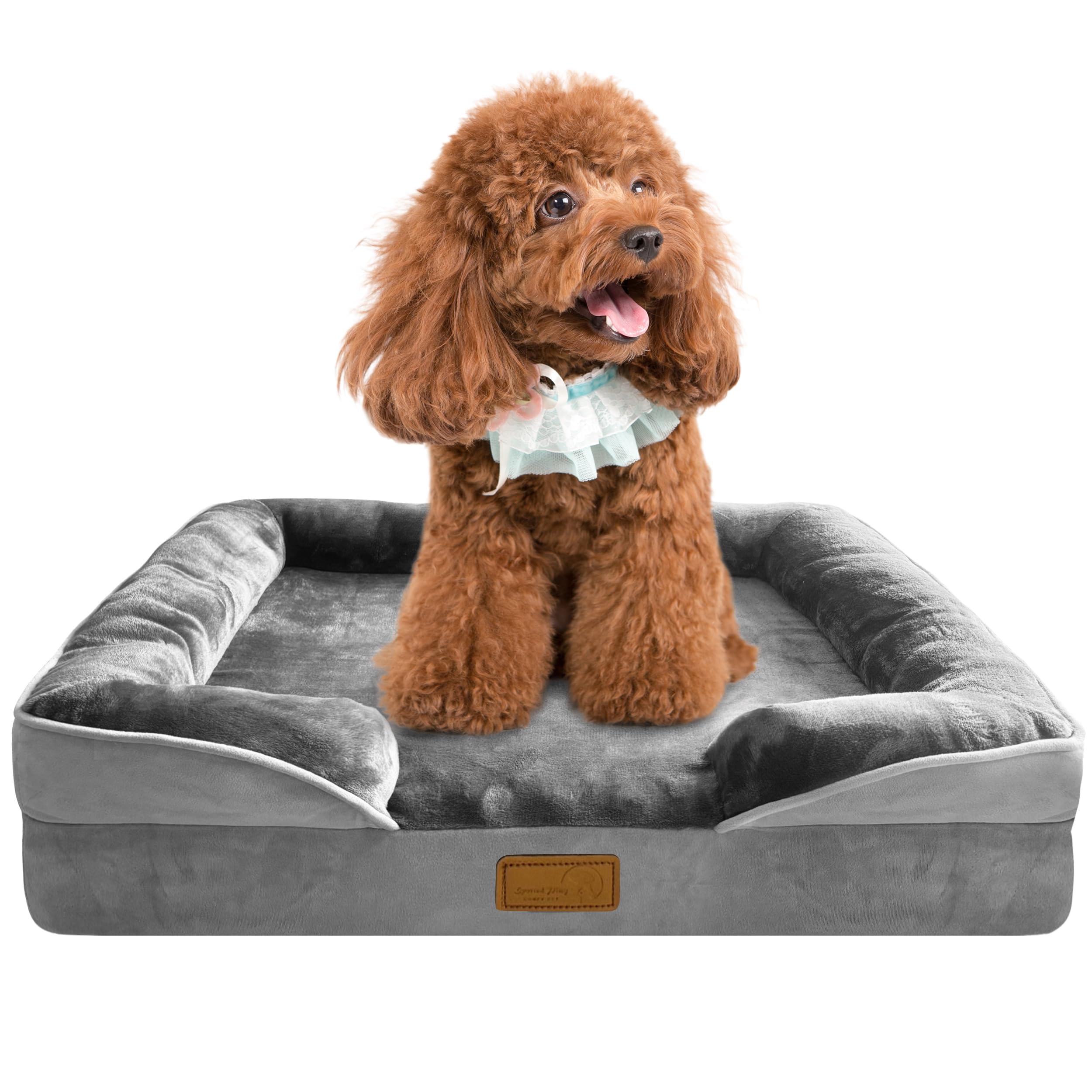 Spotted Play Orthopedic Dog Bed With Sides - Dog Sofa Beds For Small Dogs, Supportive Foam Pet Couch Bed With Washable Removable