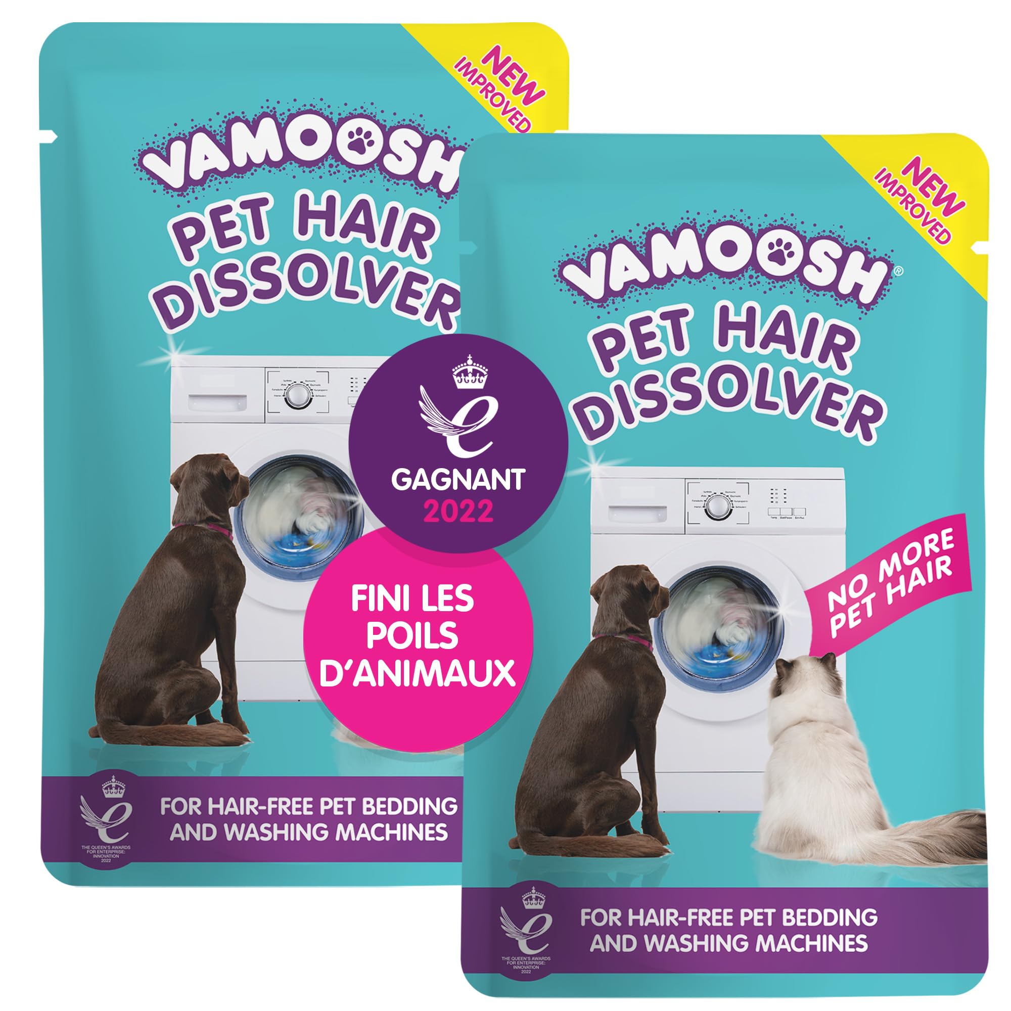 Vamoosh Pet Hair Dissolver- Pet Hair Remover For Washing Machines, 6X100G (2 Boxes), Removes Odor Dissolves Dog, Cat, Animal Fur, Cleans Pet Bedding In Washing Machine, Easy To Use, Up To 6 Washes