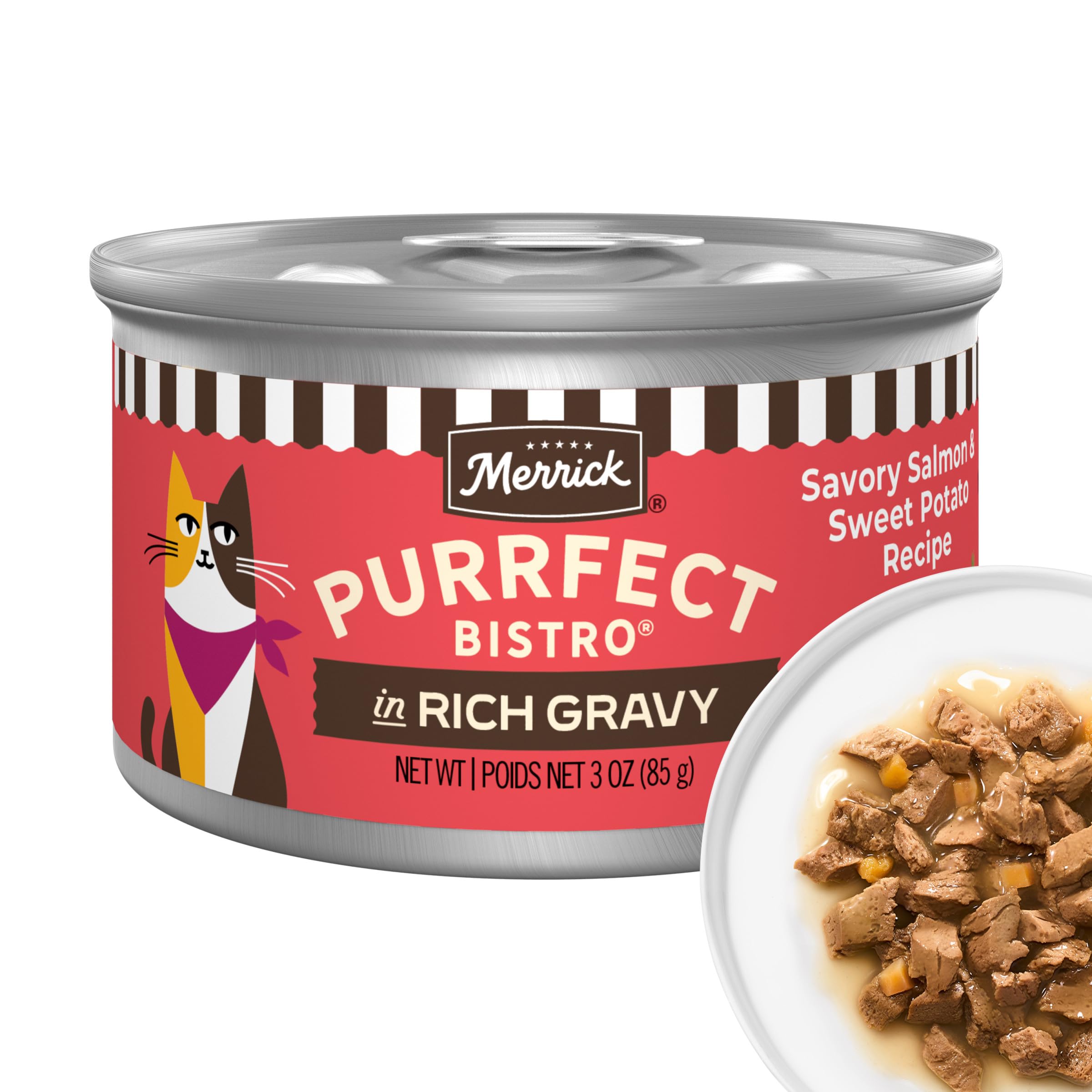 Merrick Purrfect Bistro  Savory Salmon  and Sweet Potato  Recipe Adult  Natural  Wet Cat Food in Gravy, Delicious Premium Ingred