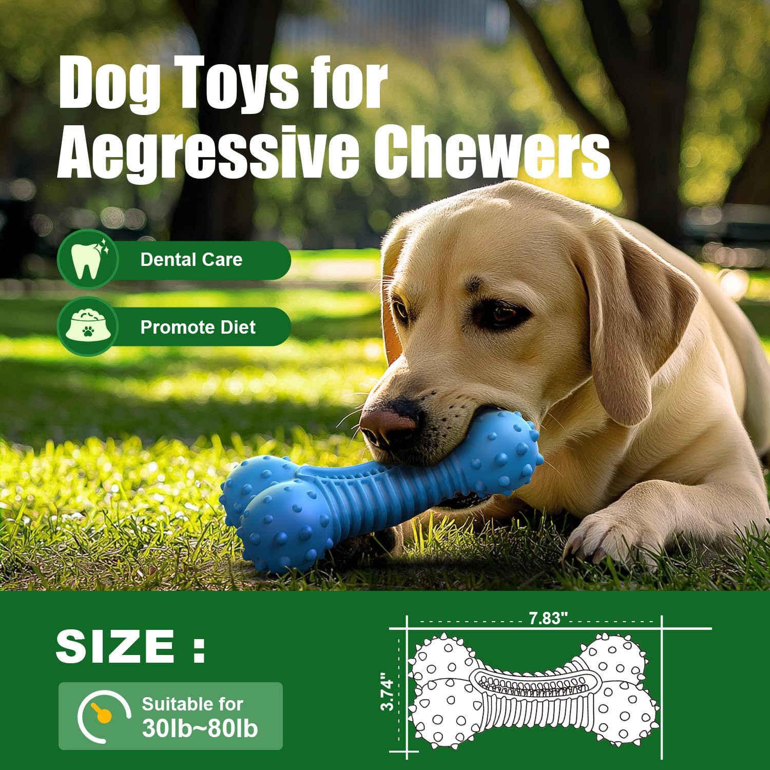 Ouilter Dog Toys For Aggressive Chewers, Chew Toys For Medium Large Dogs, Durable Natural Rubber Toys With Bacon Flavor, Indestr
