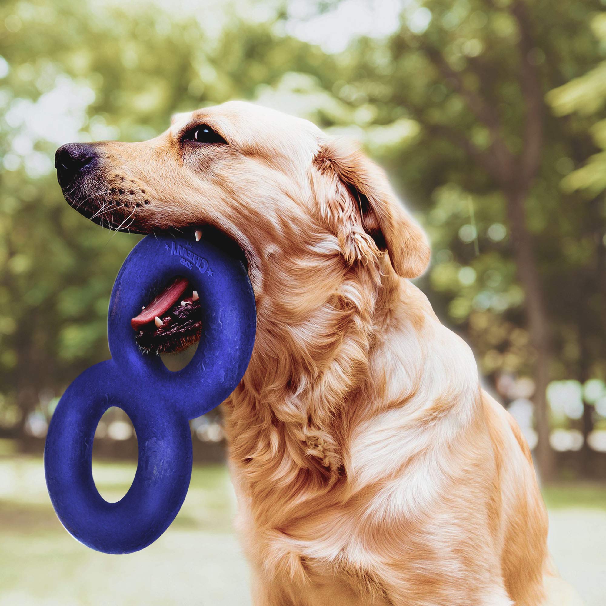Superchewy Tough Dog Double Ring Toy Strong Natural Rubber | Great Dog Pull Toy For Exercise | Tug Toy For Dogs | Ultra Durable Chew Toy For Aggressive Chewers
