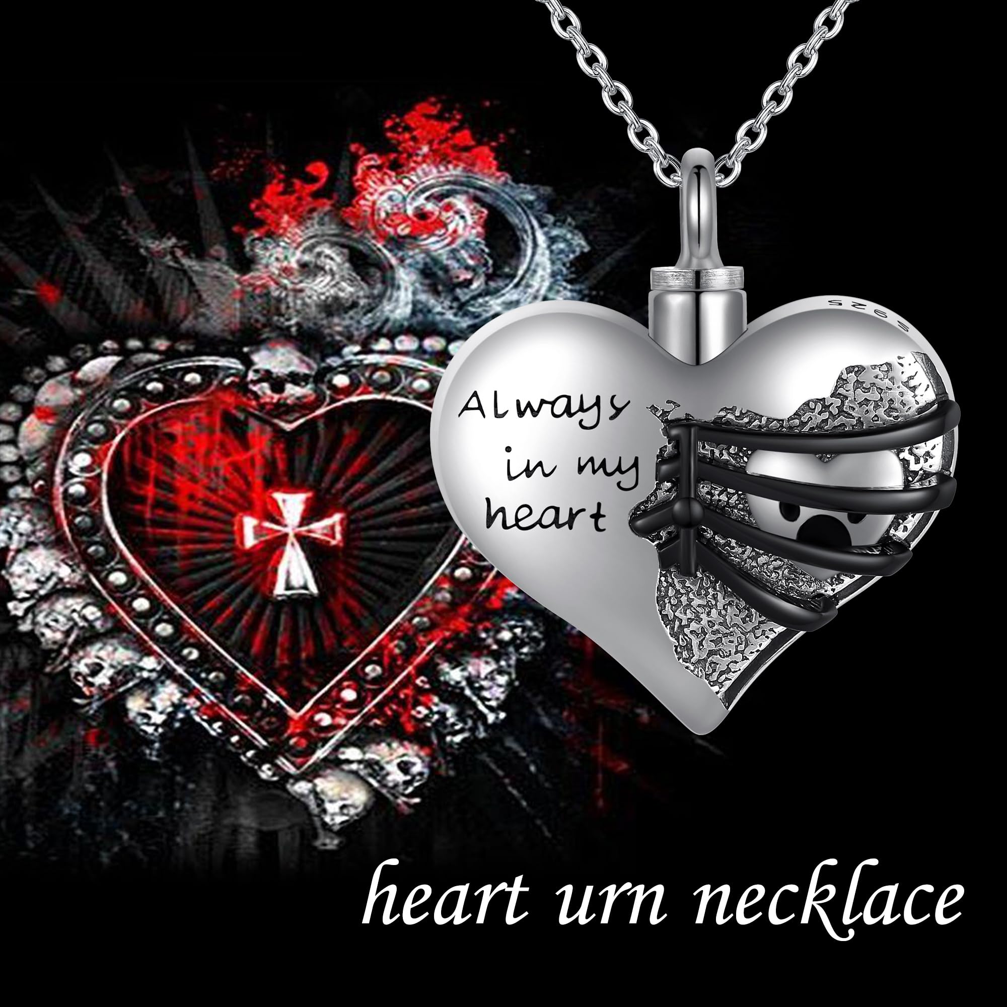 Urone Dog Urn Necklace For Ashes Sterling Silver Dog Heart Urn Pendant Necklace Memorial Gifts Keepsake Memory Cremation Jewelry