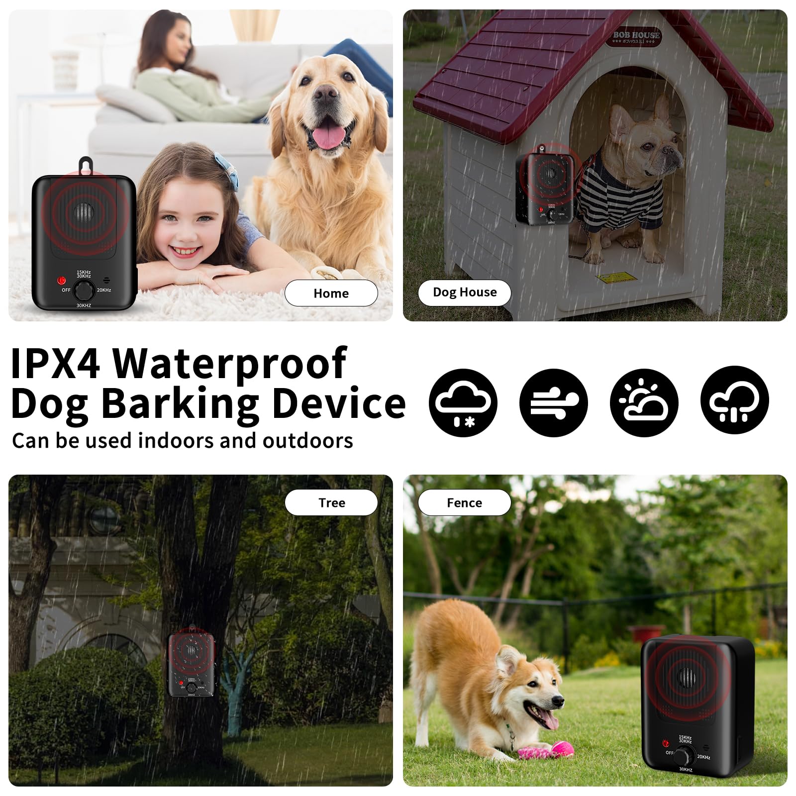 Anti Barking Device, 3 Modes Ultrasonic Anti Barking Device For Dogs, 33Ft Rechargeable Dog Barking Deterrent Devices Indoor Out