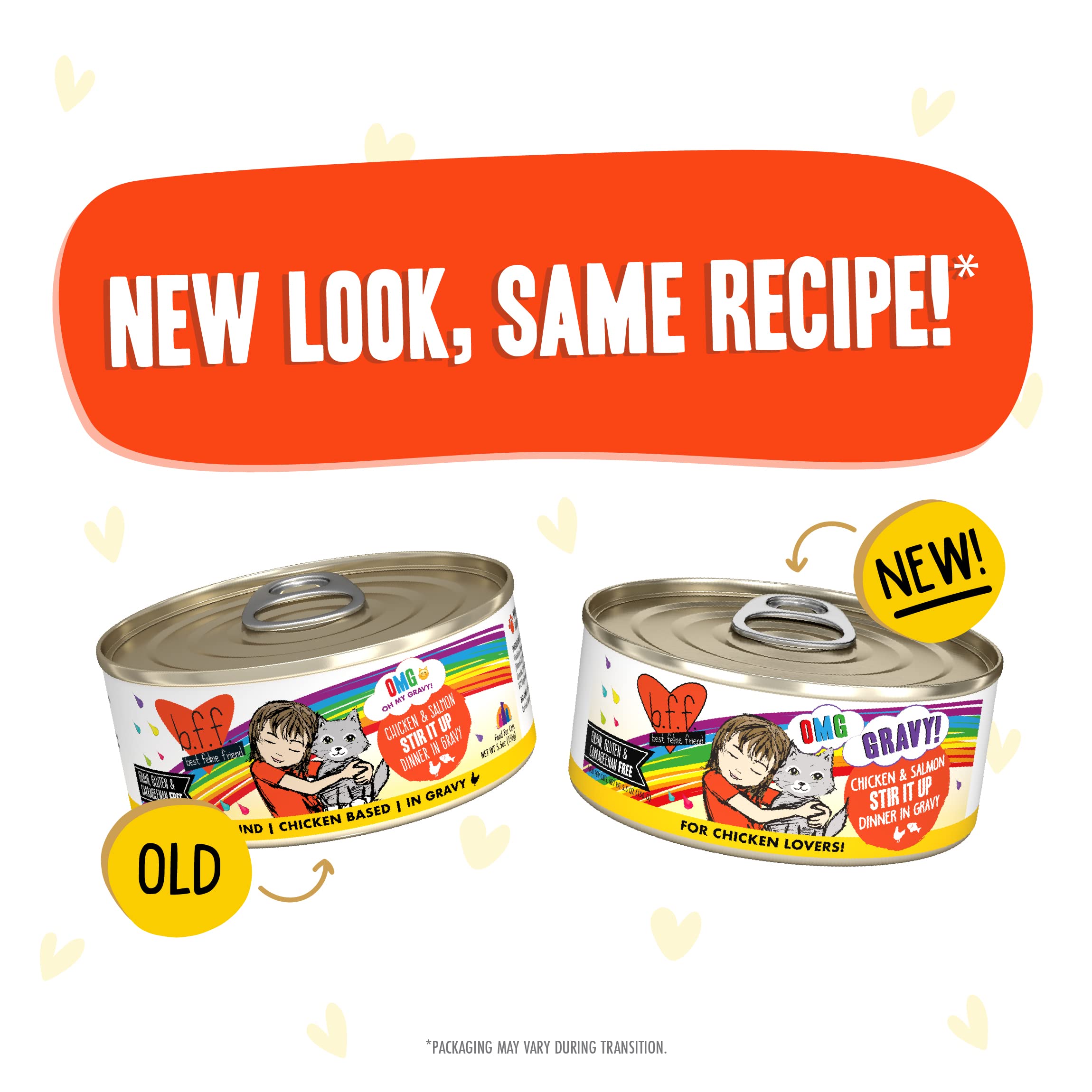 Weruva B.F.F. OMG - Best Feline Friend Oh My Gravy!, Chicken & Salmon Stir It Up with Chicken & Salmon in Gravy, 5.5oz Can (Pack