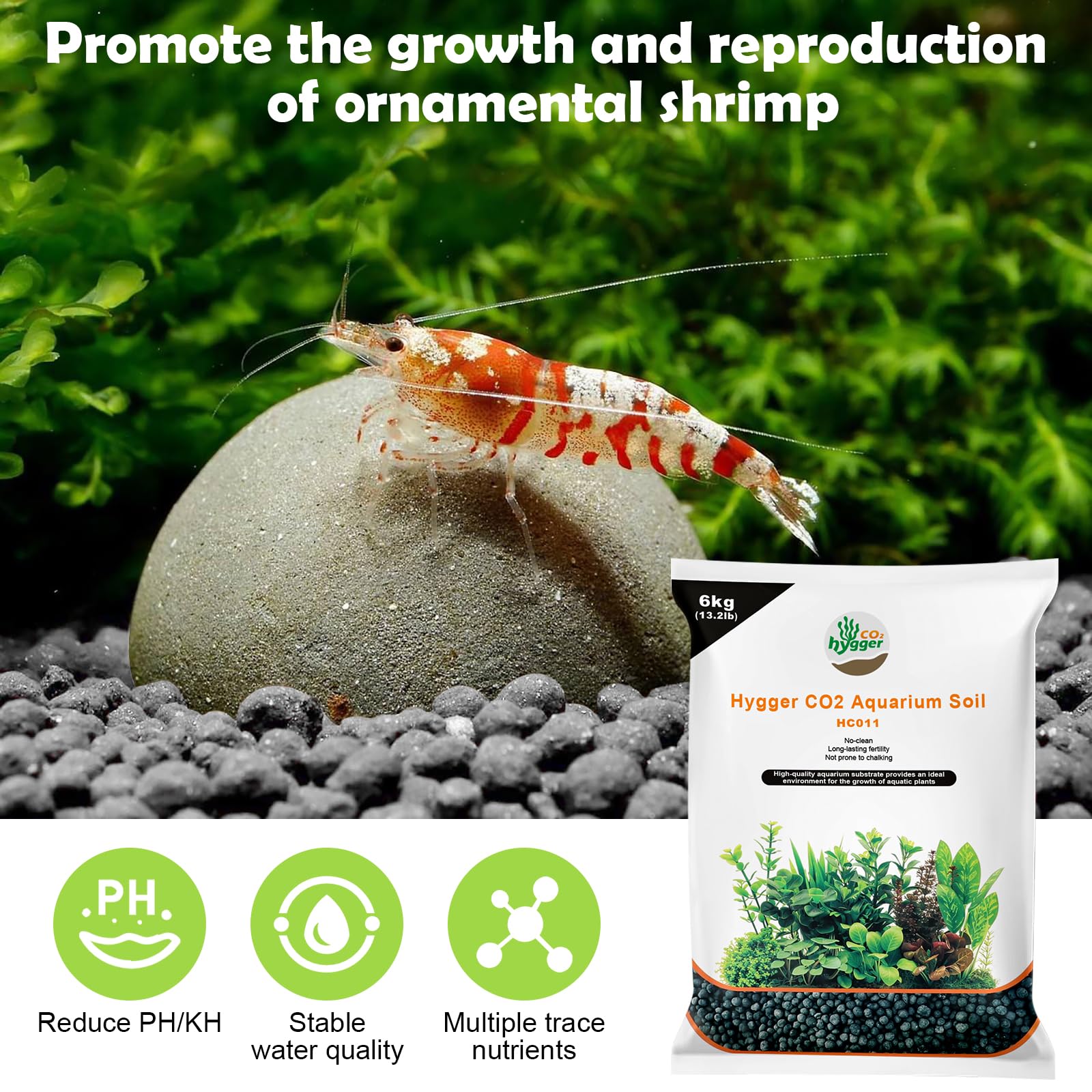 Hygger CO2 Shrimp Soil Water Grass Mud for Aquarium Fish Tank Aquascaping - Aquarium Substrate Soil for Shrimp Breeding and Plan