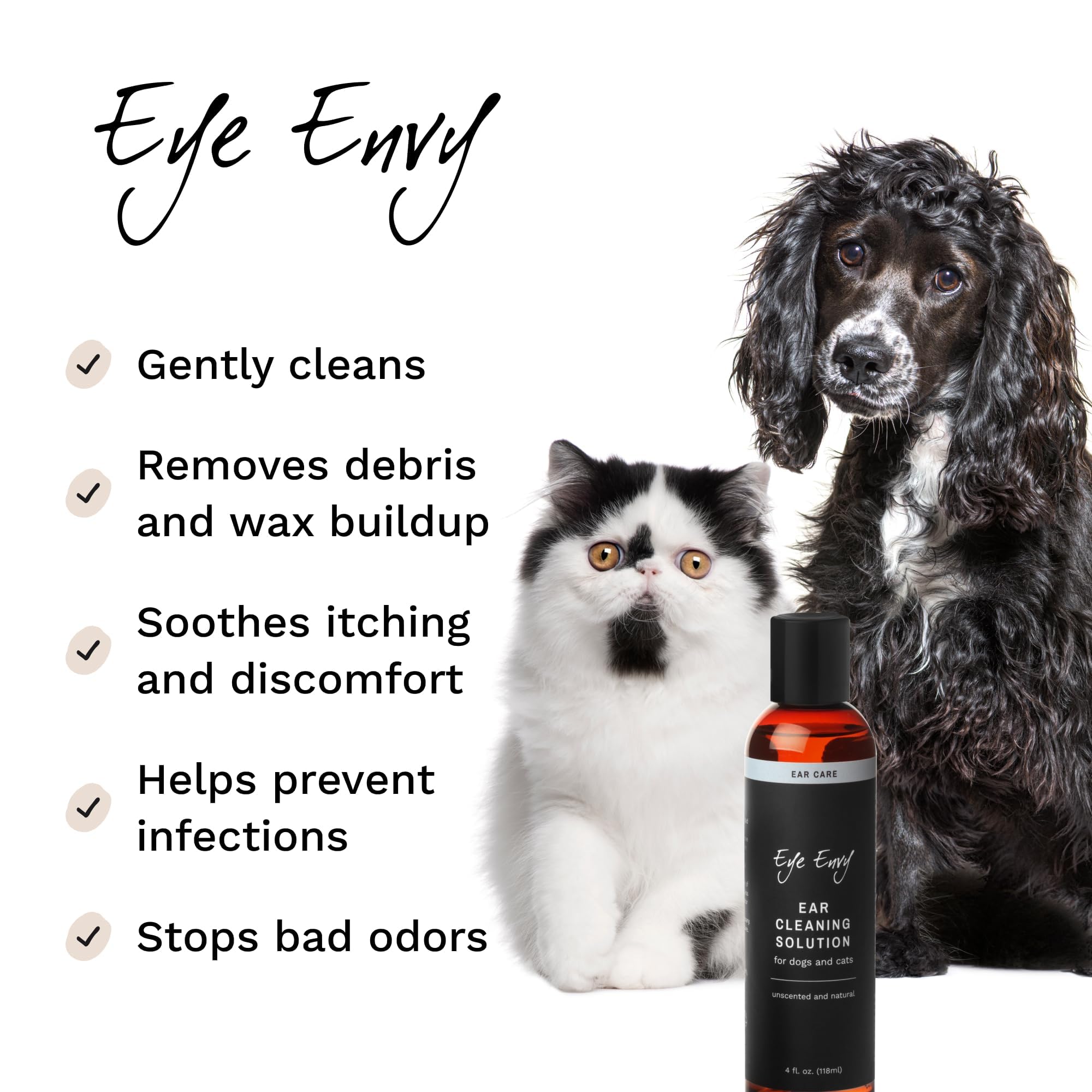Eye Envy Ear Cleaning Solution for Dogs and Cats. Made in The USA. Safe, All-Natural Dog Ear Cleaner. Prevents Dog Yeast Ear Inf