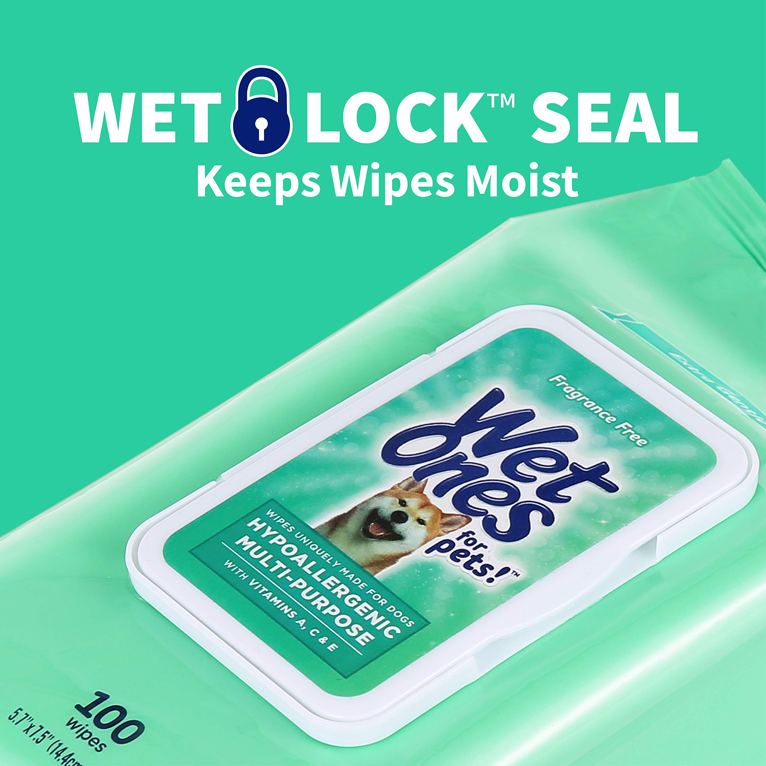 Wet Ones For Pets Hypoallergenic Multi-Purpose Dog Wipes With Vitamins A, C & E, 100 Ct - 12 Pack | Fragrance-Free Hypoallergeni