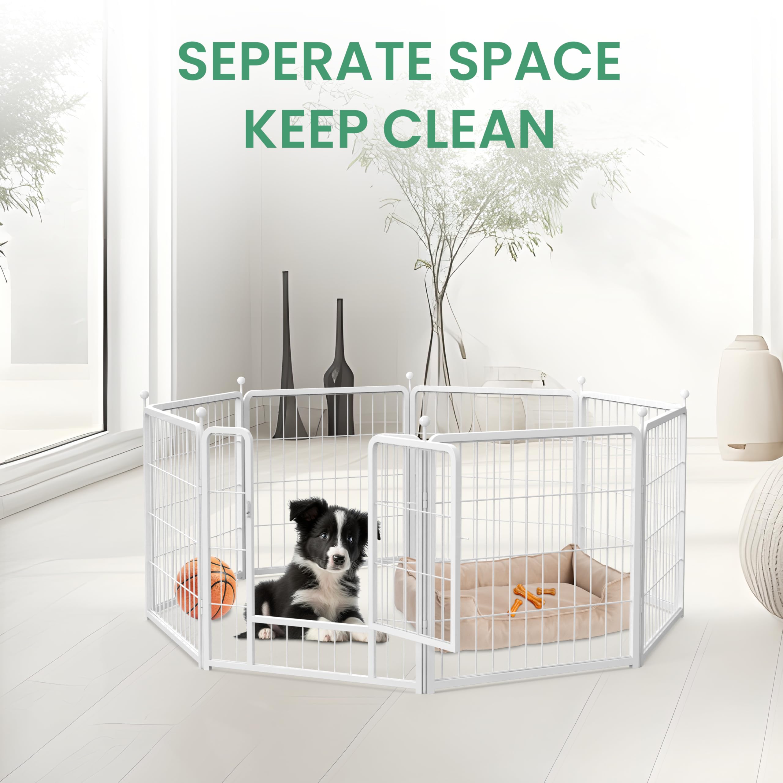 Infinipower Dog Playpen For Camping, Yard, Rv, 24 Inch 8 Panels Play Pen Indoor, Heavy Duty Indoor Outdoor Exercise Dog Pen For