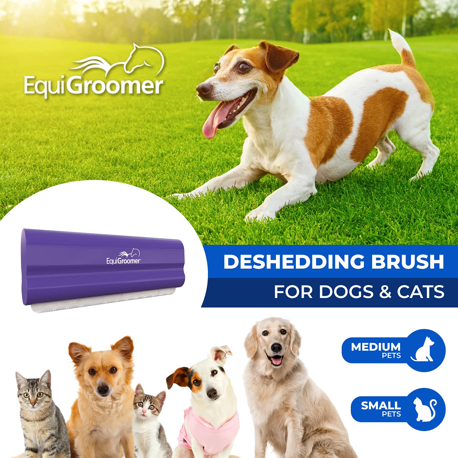 EasyGroomer Deshedding Brush for Dogs Cats | Purple | Undercoat Tool for Large and Small Pets | Comb Removes Loose Dirt, Hair an