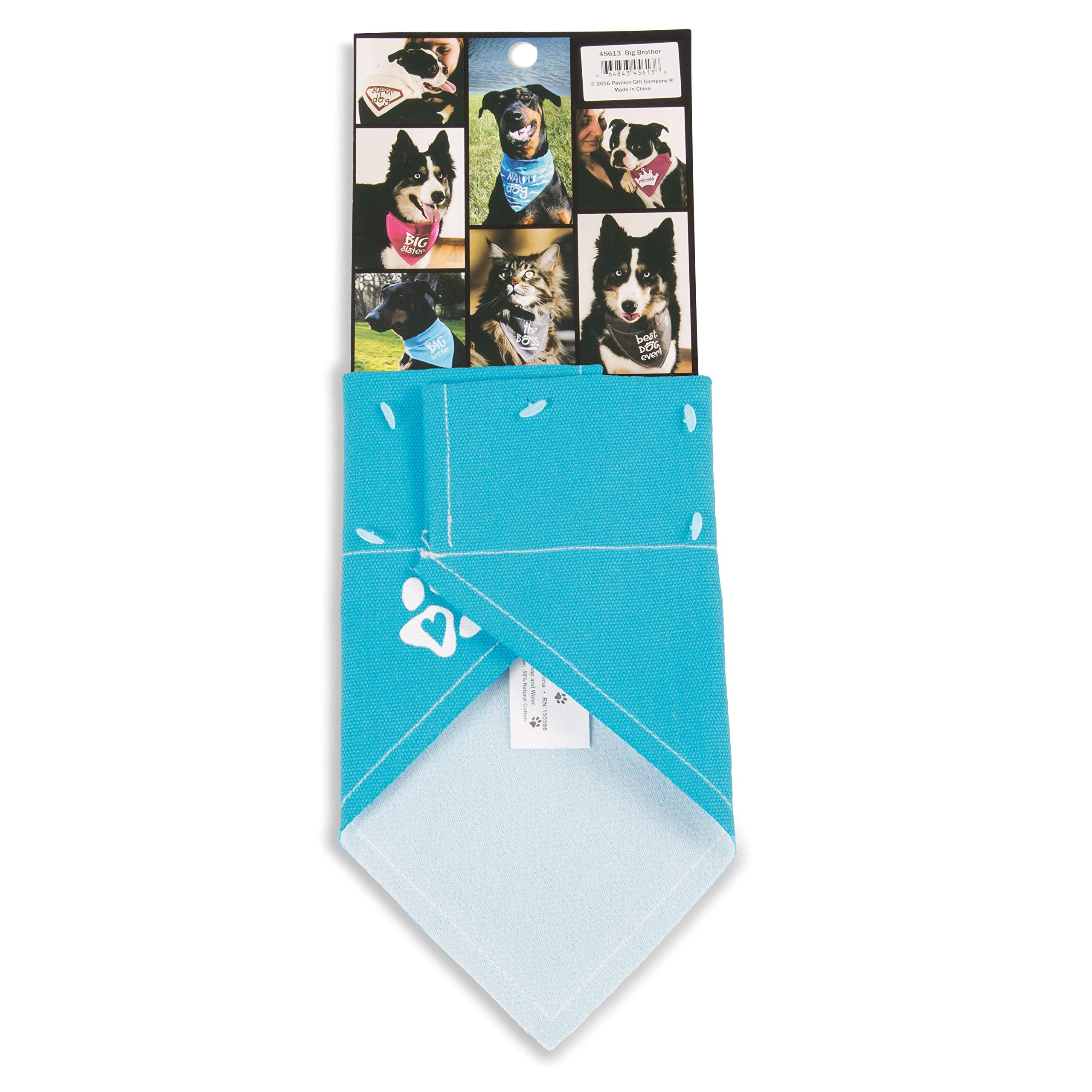 Pavilion Gift Company Big Brother Blue Paw Print Large Dog Slip On The Collar Bandanna,